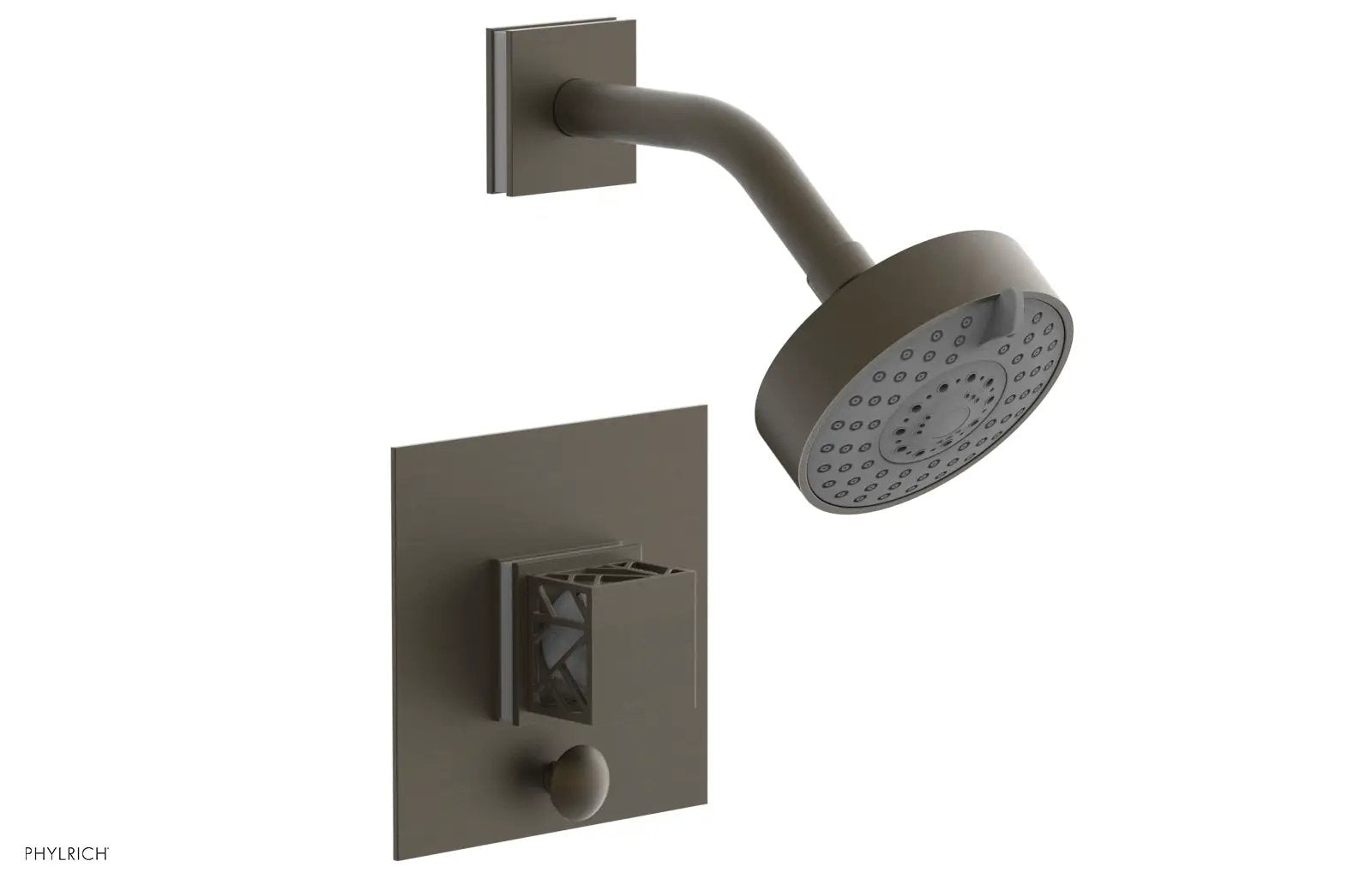Phylrich JOLIE Pressure Balance Shower and Diverter Set (Less Spout), Square Handle with "White" Accents by Phylrich
