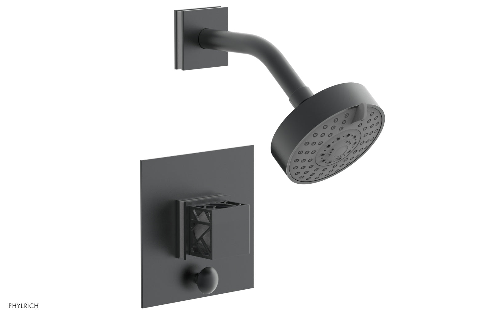 Phylrich JOLIE Pressure Balance Shower and Diverter Set (Less Spout), Square Handle with "White" Accents by Phylrich