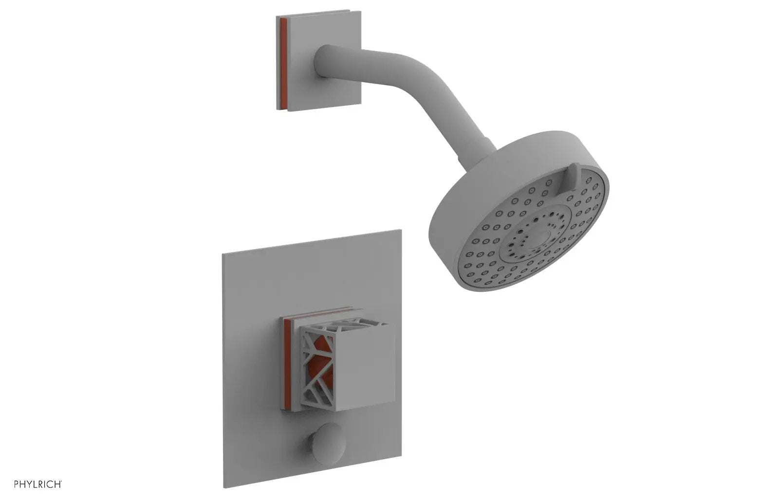 Phylrich JOLIE Pressure Balance Shower and Diverter Set (Less Spout), Square Handle with "Orange" Accents by Phylrich