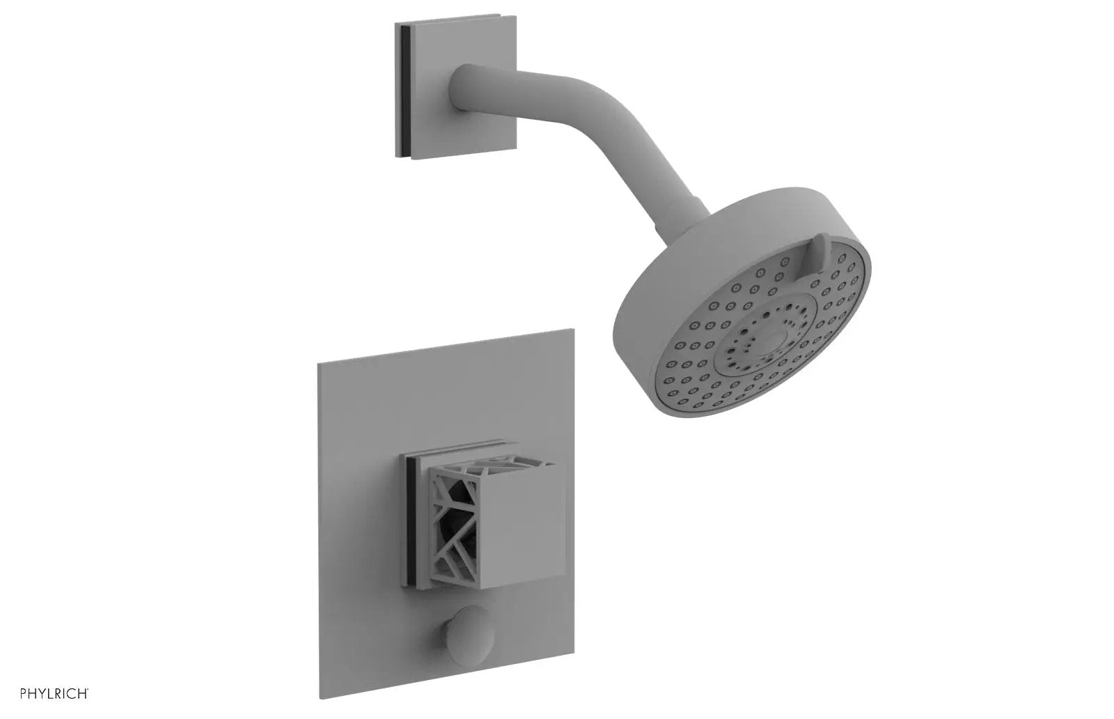 Phylrich JOLIE Pressure Balance Shower and Diverter Set (Less Spout), Square Handle with "Black" Accents by Phylrich