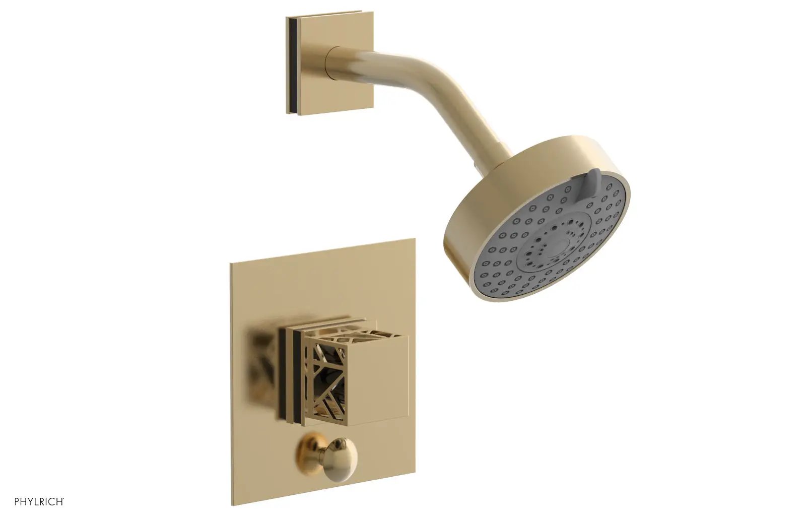 Phylrich JOLIE Pressure Balance Shower and Diverter Set (Less Spout), Square Handle with "Black" Accents by Phylrich