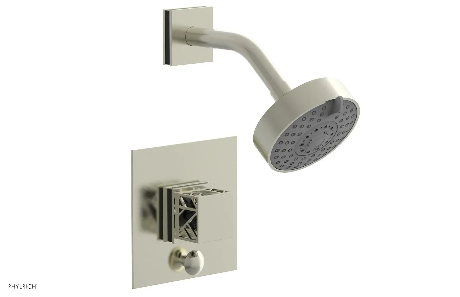Phylrich JOLIE Pressure Balance Shower and Diverter Set (Less Spout), Square Handle with "Black" Accents by Phylrich