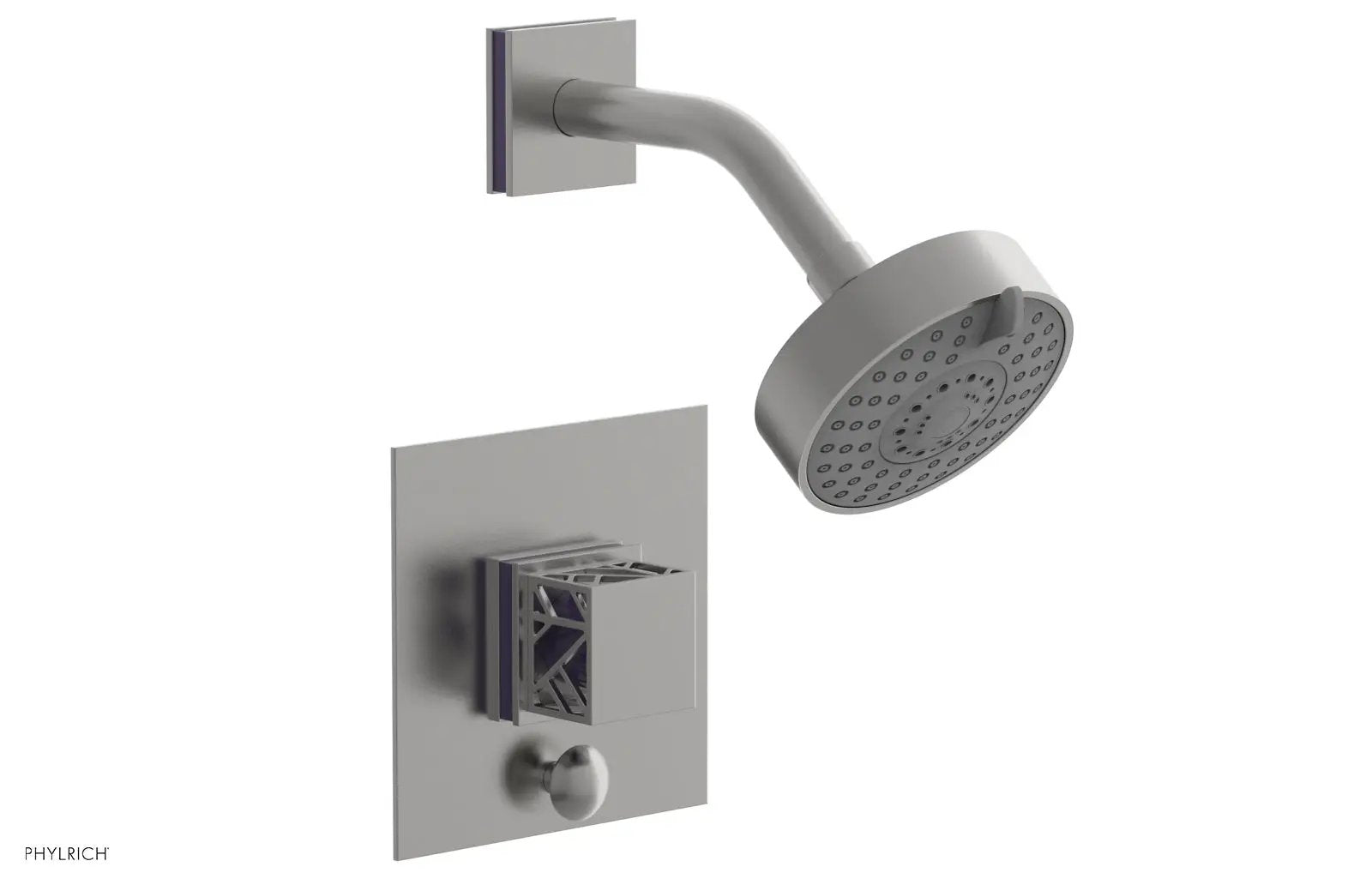 Phylrich JOLIE Pressure Balance Shower and Diverter Set (Less Spout), Square Handle with "Pink" Accents by Phylrich