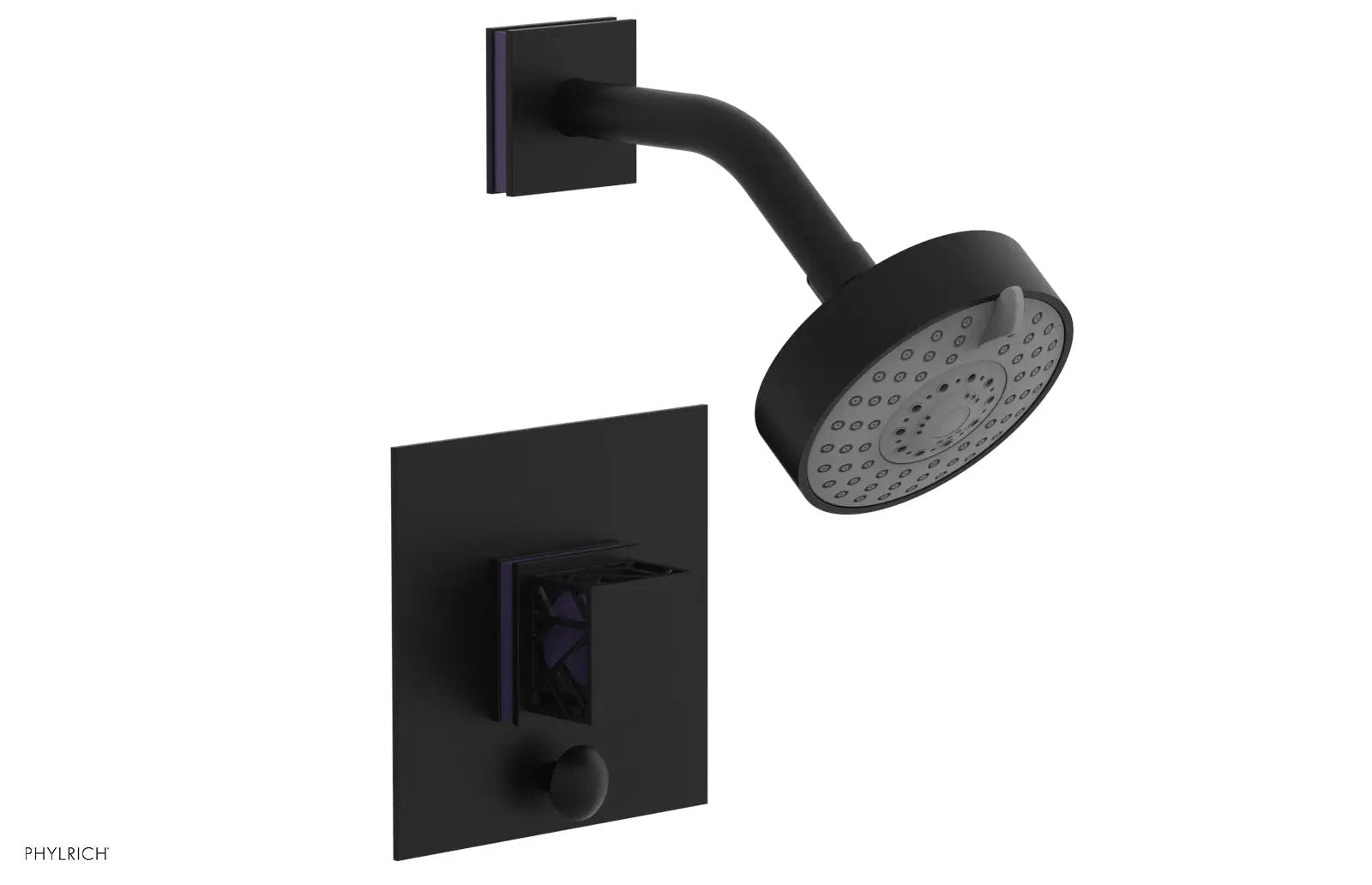 Phylrich JOLIE Pressure Balance Shower and Diverter Set (Less Spout), Square Handle with "Pink" Accents by Phylrich