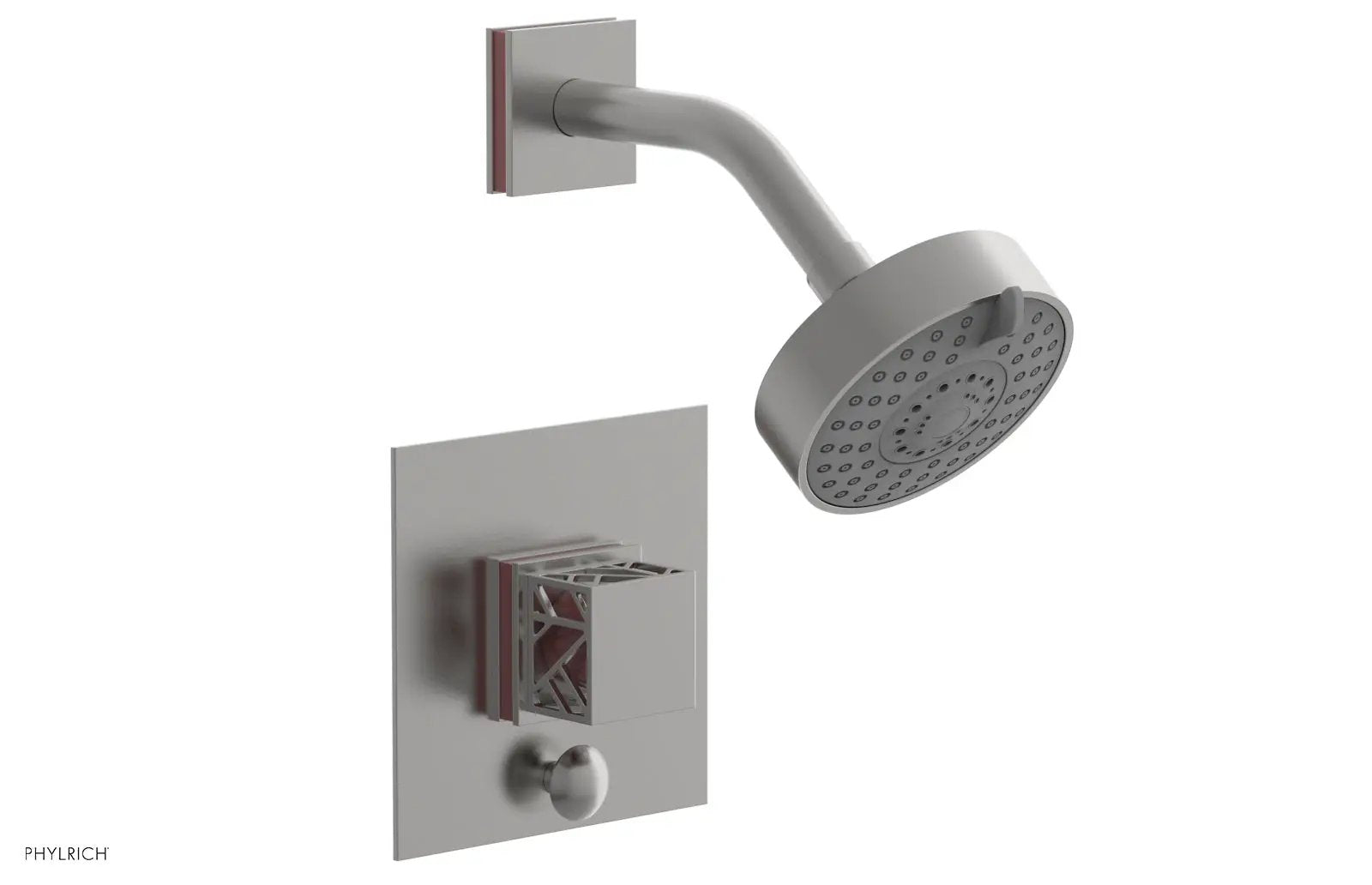 Phylrich JOLIE Pressure Balance Shower and Diverter Set (Less Spout), Square Handle with "Purple" Accents by Phylrich