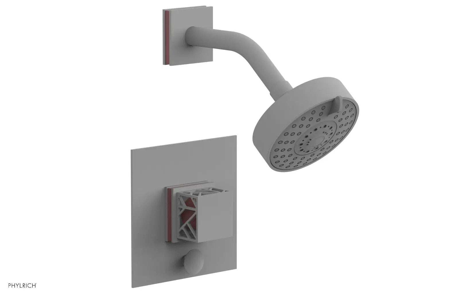 Phylrich JOLIE Pressure Balance Shower and Diverter Set (Less Spout), Square Handle with "Purple" Accents by Phylrich