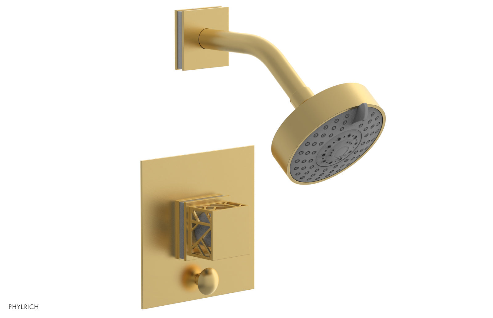 Phylrich JOLIE Pressure Balance Shower and Diverter Set (Less Spout), Square Handle with "White" Accents by Phylrich