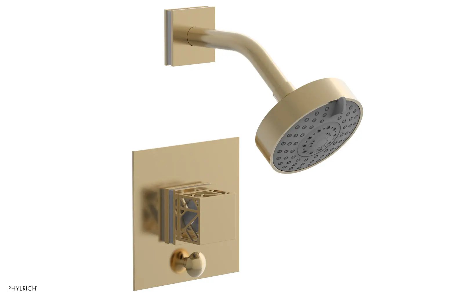 Phylrich JOLIE Pressure Balance Shower and Diverter Set (Less Spout), Square Handle with "White" Accents by Phylrich