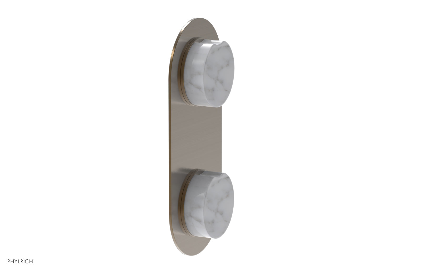 Phylrich CIRC Thermostatic Valve with Volume Control or Diverter - White Marble Handle