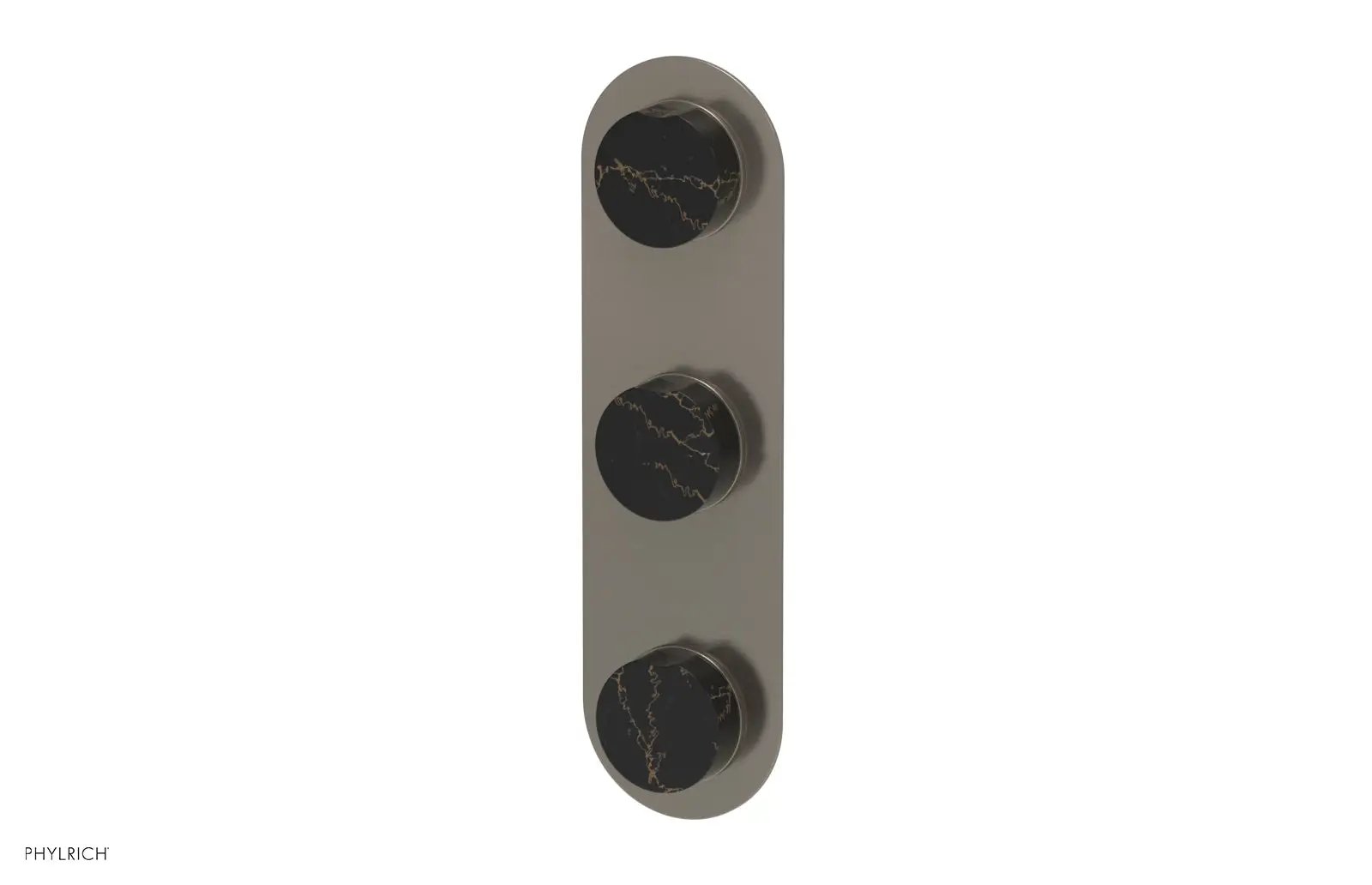 Phylrich CIRC Thermostatic Valve with Two Volume Control - Black Marble Handles by Phylrich