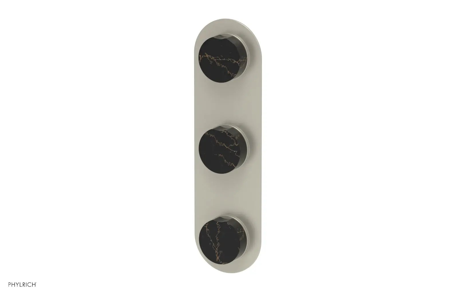 Phylrich CIRC Thermostatic Valve with Two Volume Control - Black Marble Handles by Phylrich