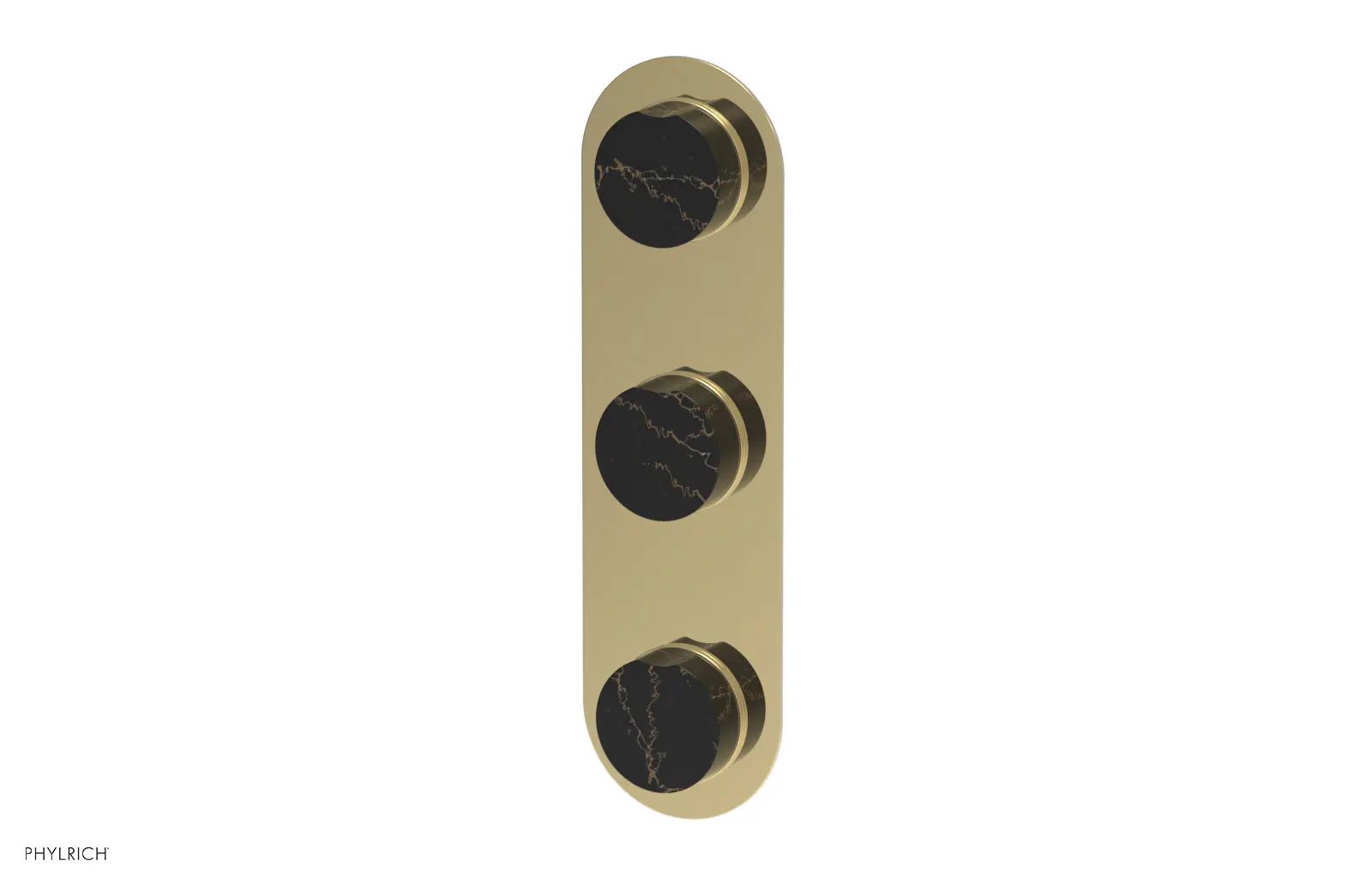 Phylrich CIRC Thermostatic Valve with Two Volume Control - Black Marble Handles by Phylrich