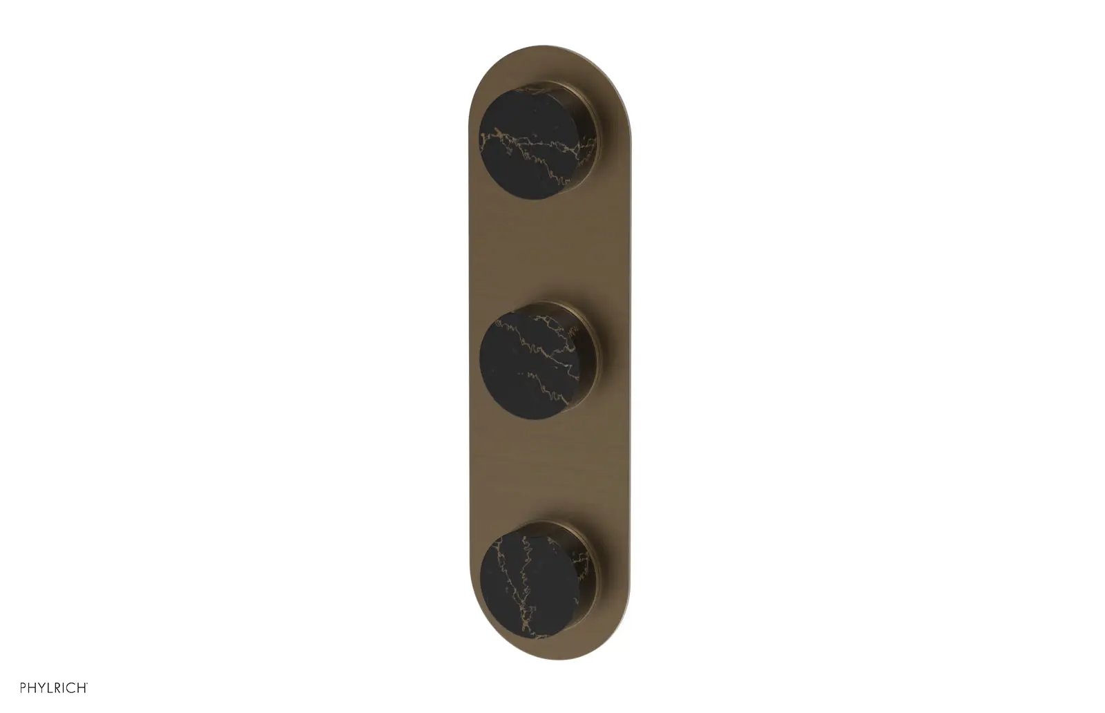 Phylrich CIRC Thermostatic Valve with Two Volume Control - Black Marble Handles by Phylrich
