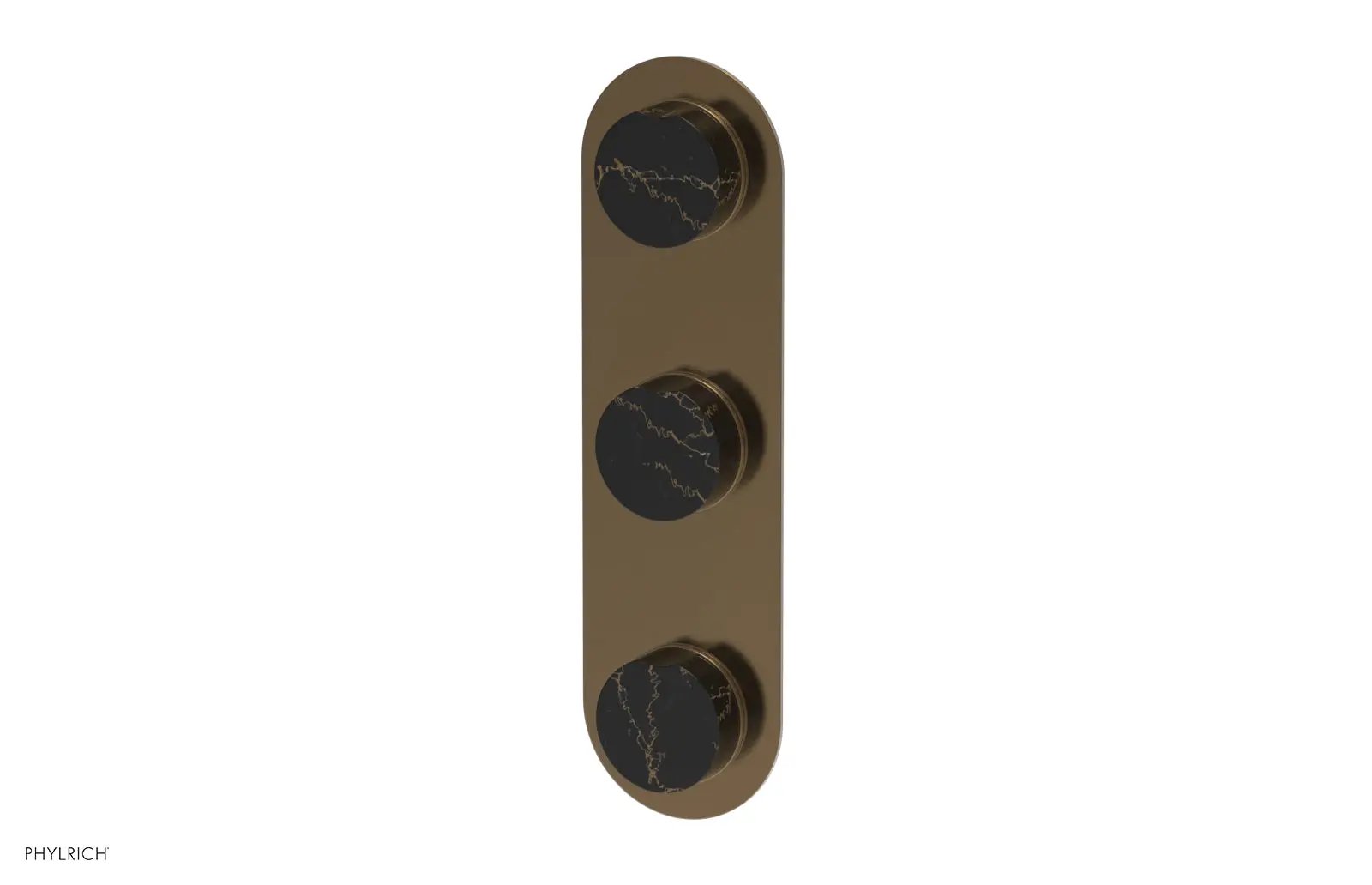 Phylrich CIRC Thermostatic Valve with Two Volume Control - Black Marble Handles by Phylrich