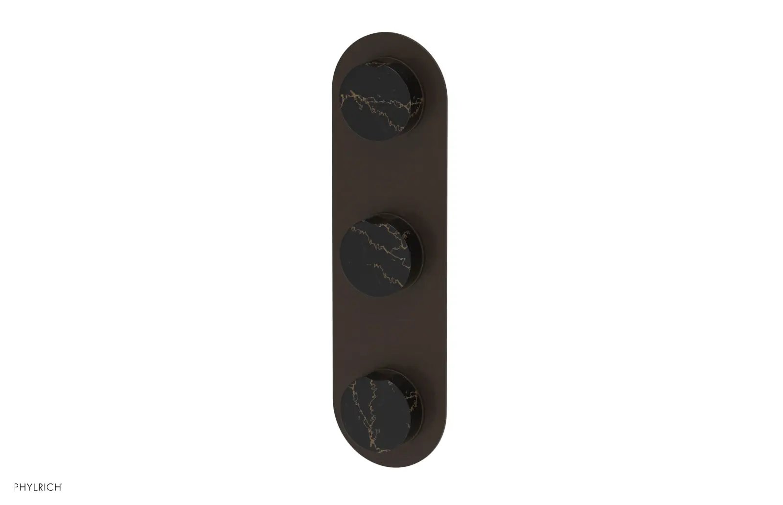 Phylrich CIRC Thermostatic Valve with Two Volume Control - Black Marble Handles by Phylrich