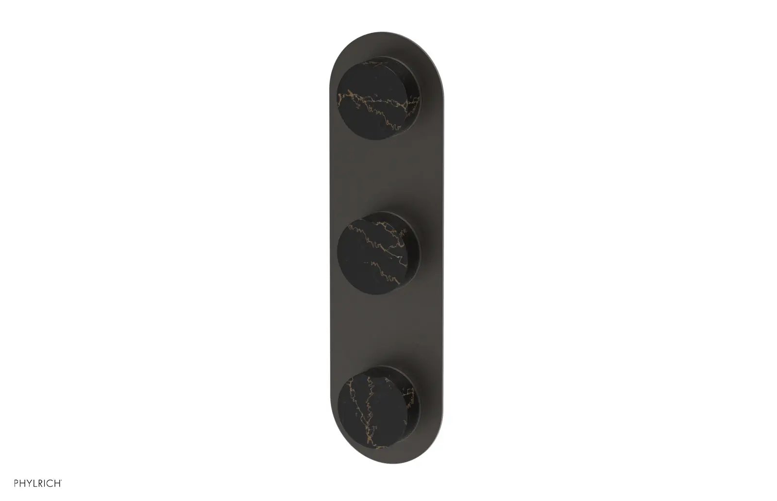 Phylrich CIRC Thermostatic Valve with Two Volume Control - Black Marble Handles by Phylrich