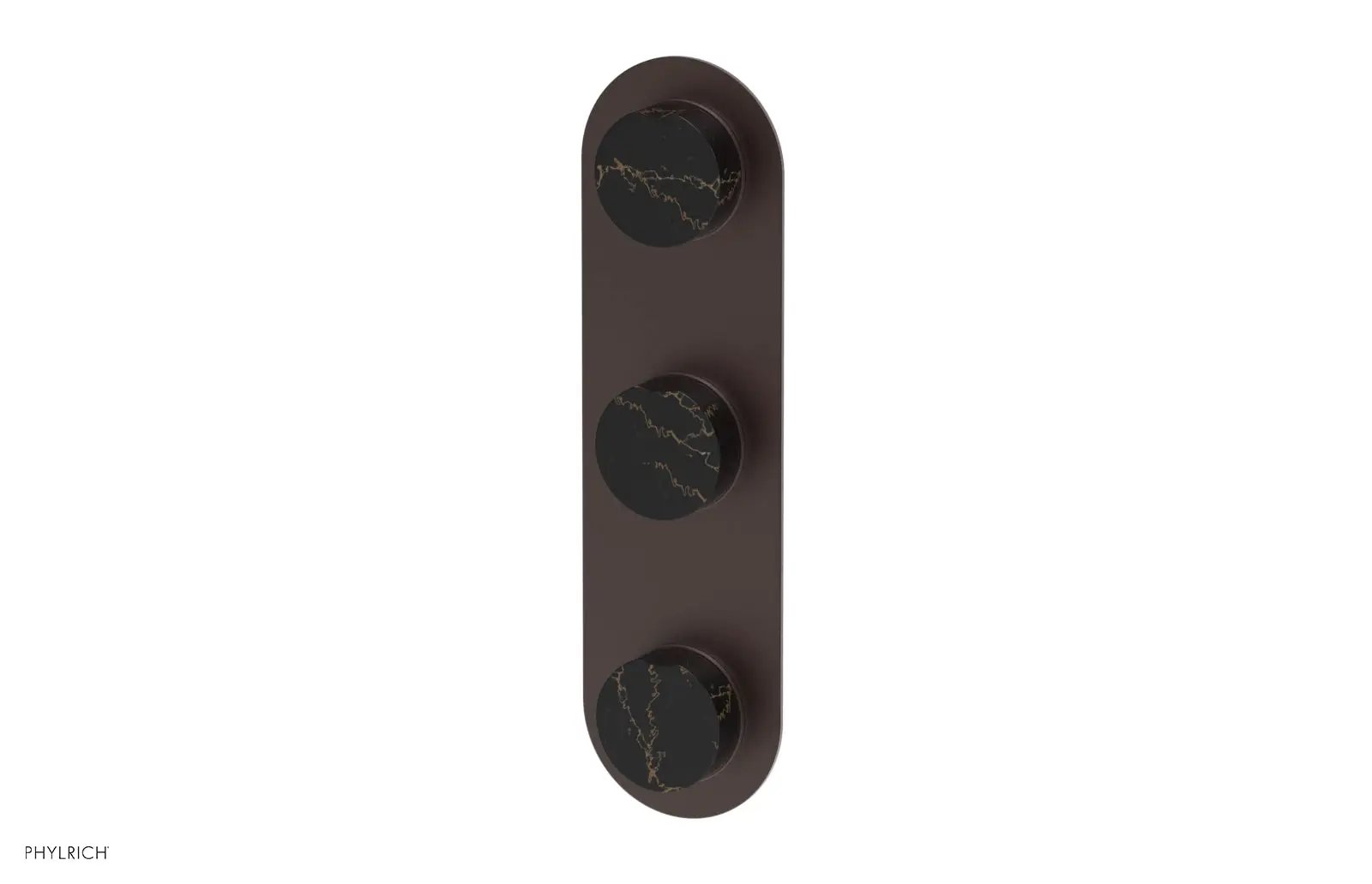 Phylrich CIRC Thermostatic Valve with Two Volume Control - Black Marble Handles by Phylrich