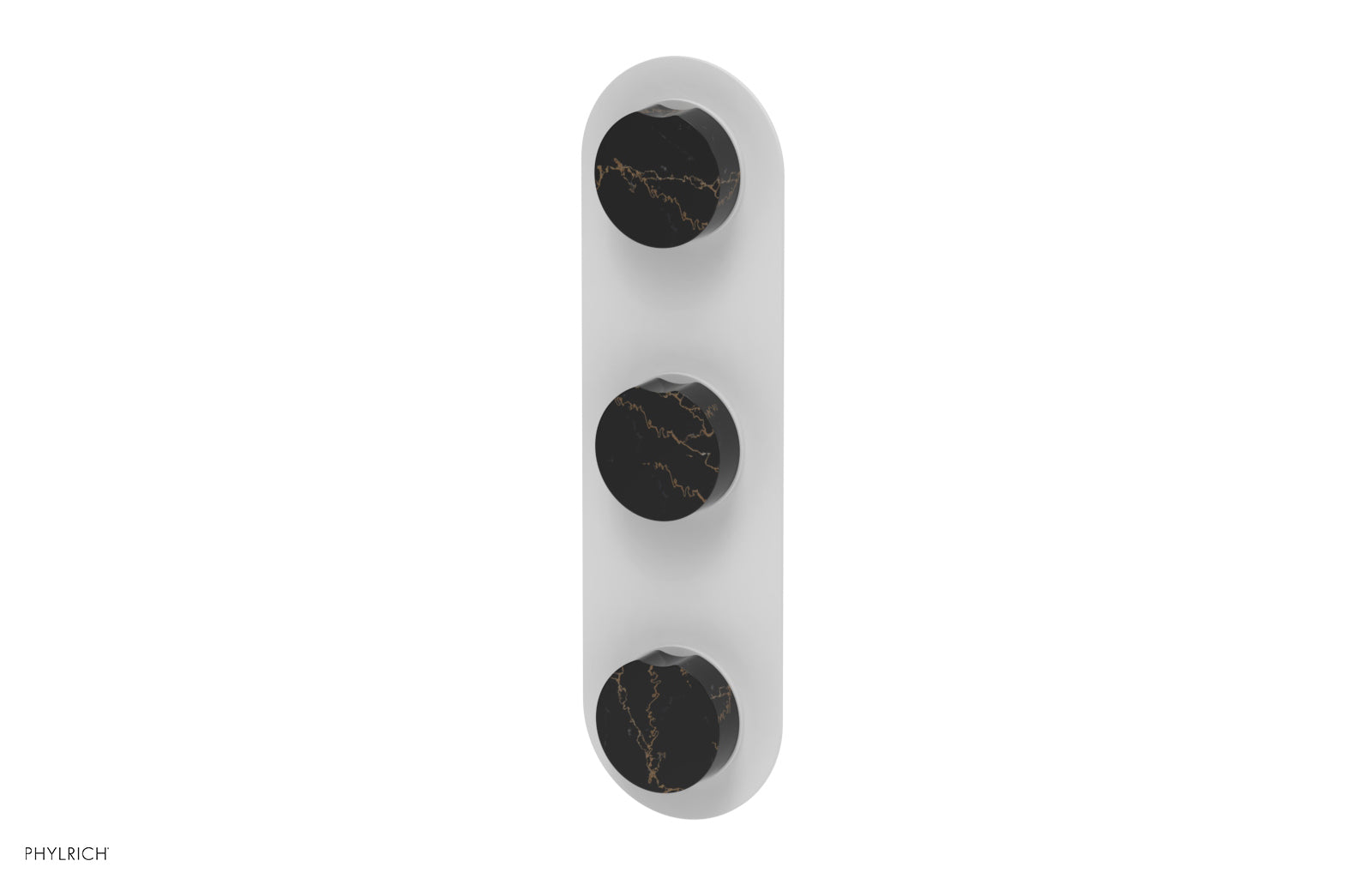Phylrich CIRC Thermostatic Valve with Two Volume Control - Black Marble Handles by Phylrich