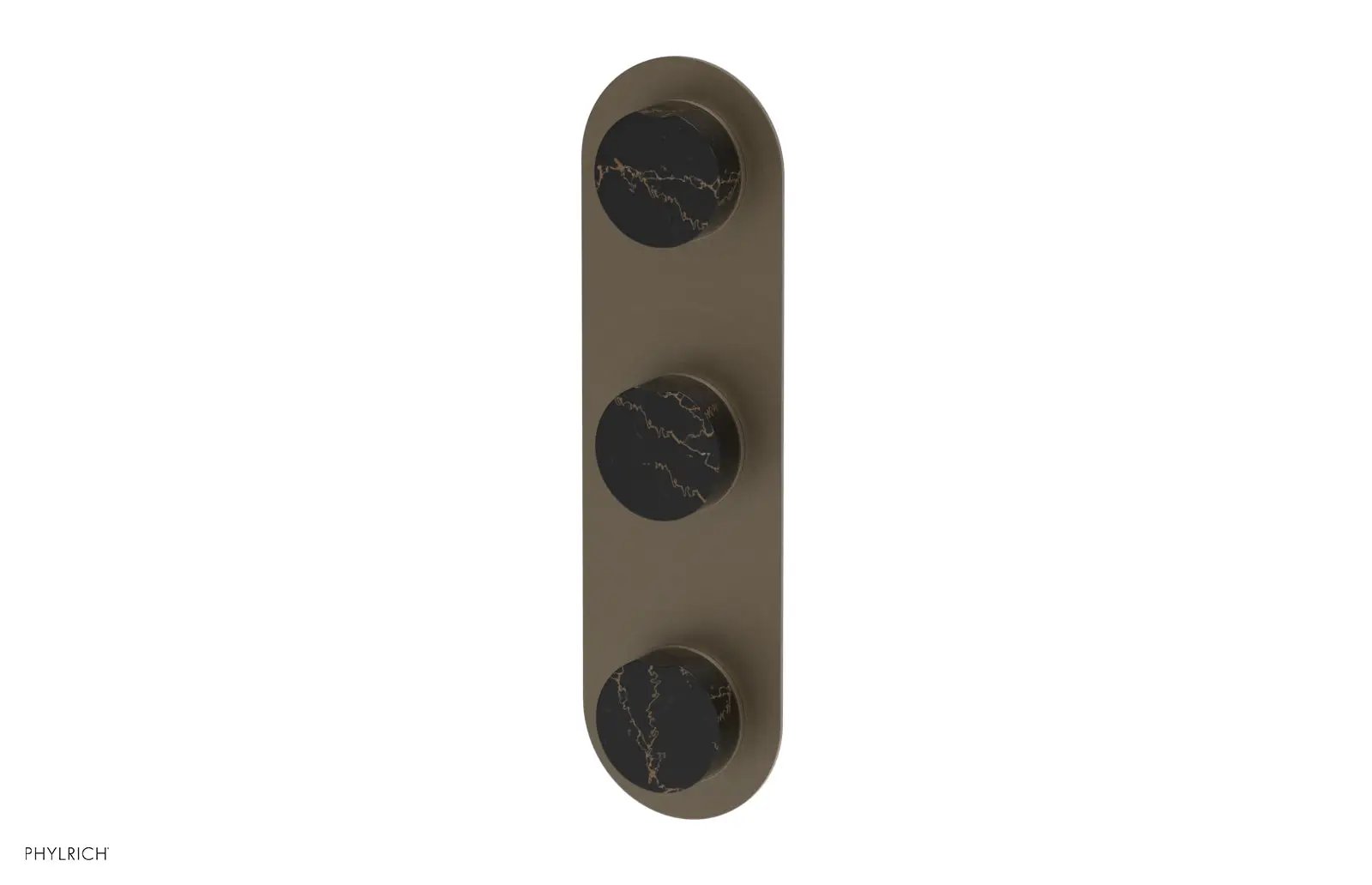 Phylrich CIRC Thermostatic Valve with Two Volume Control - Black Marble Handles by Phylrich
