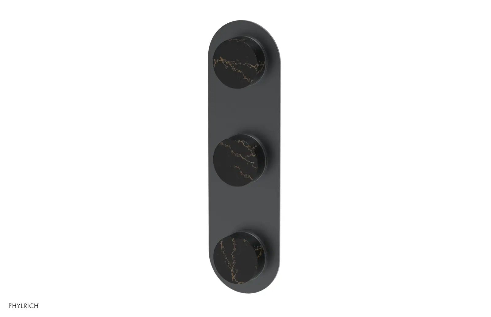 Phylrich CIRC Thermostatic Valve with Two Volume Control - Black Marble Handles by Phylrich