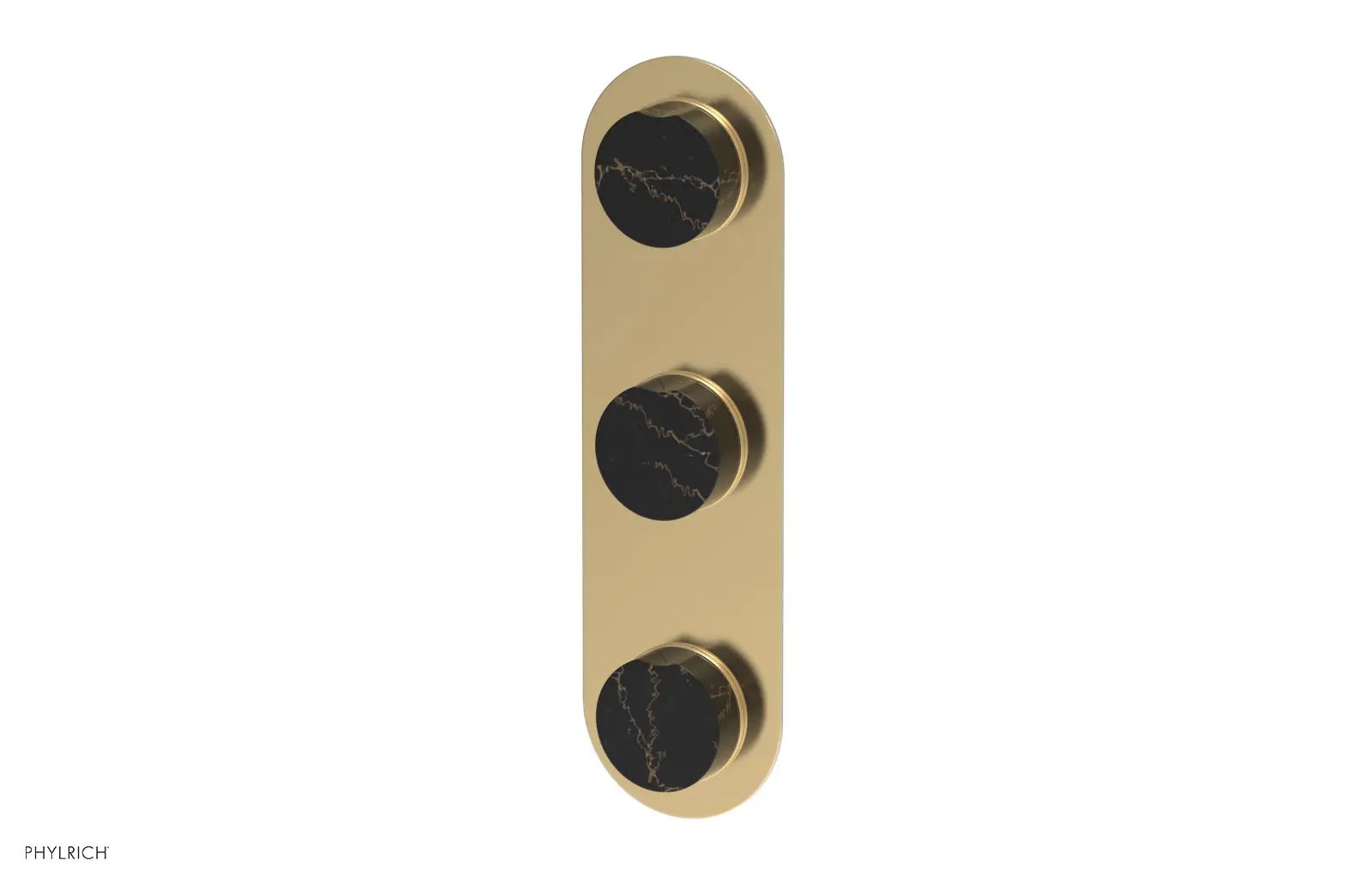 Phylrich CIRC Thermostatic Valve with Two Volume Control - Black Marble Handles by Phylrich