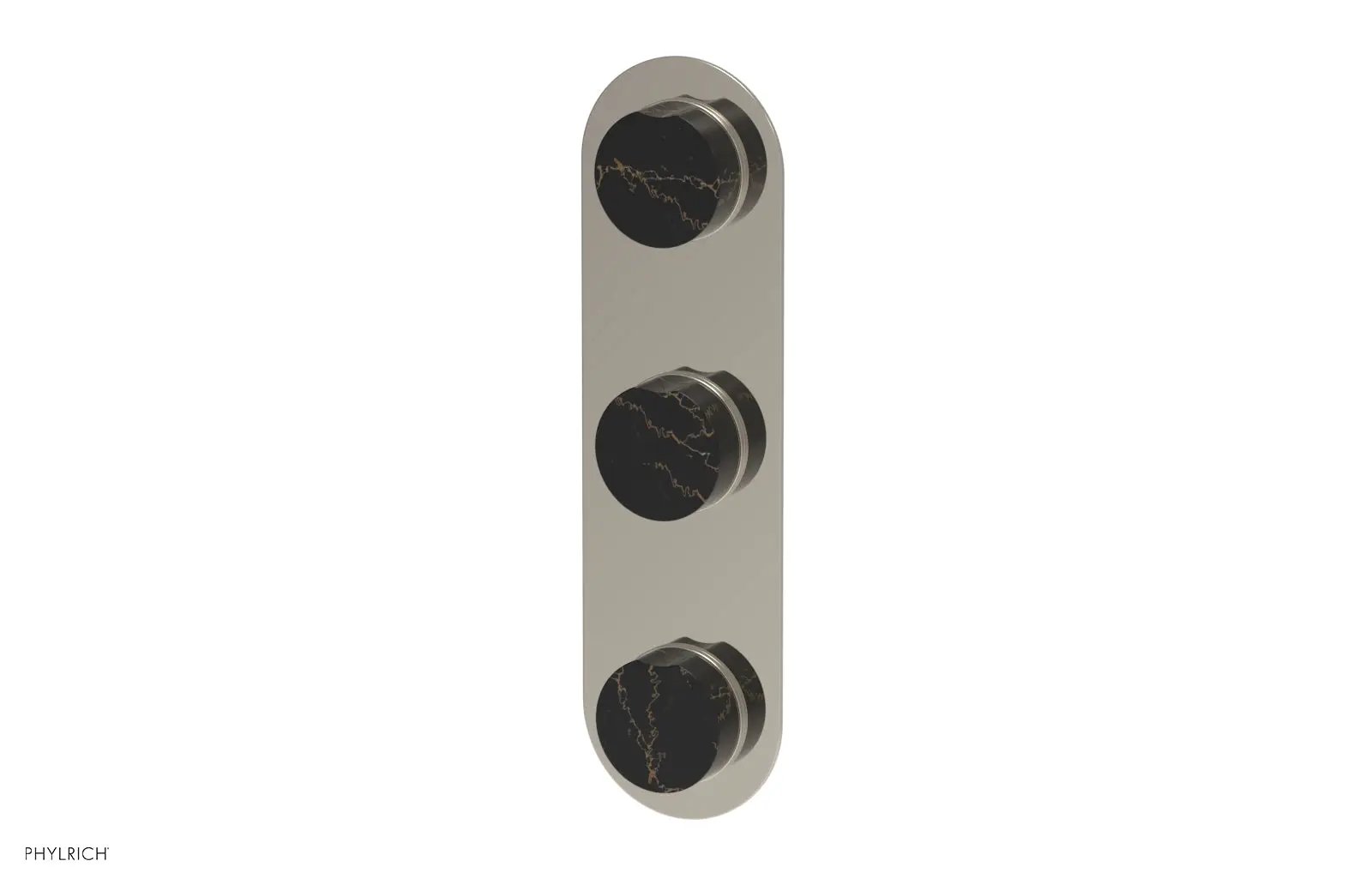 Phylrich CIRC Thermostatic Valve with Two Volume Control - Black Marble Handles by Phylrich