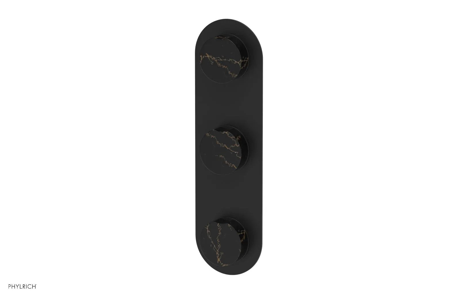 Phylrich CIRC Thermostatic Valve with Two Volume Control - Black Marble Handles by Phylrich