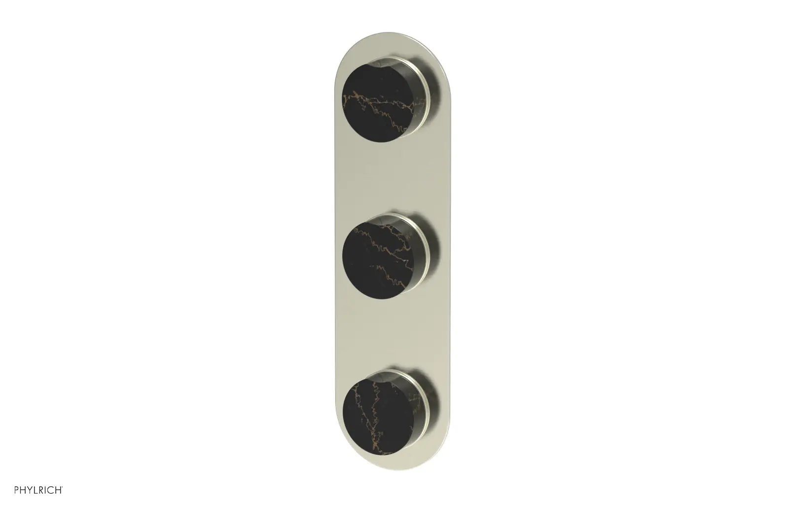 Phylrich CIRC Thermostatic Valve with Two Volume Control - Black Marble Handles by Phylrich