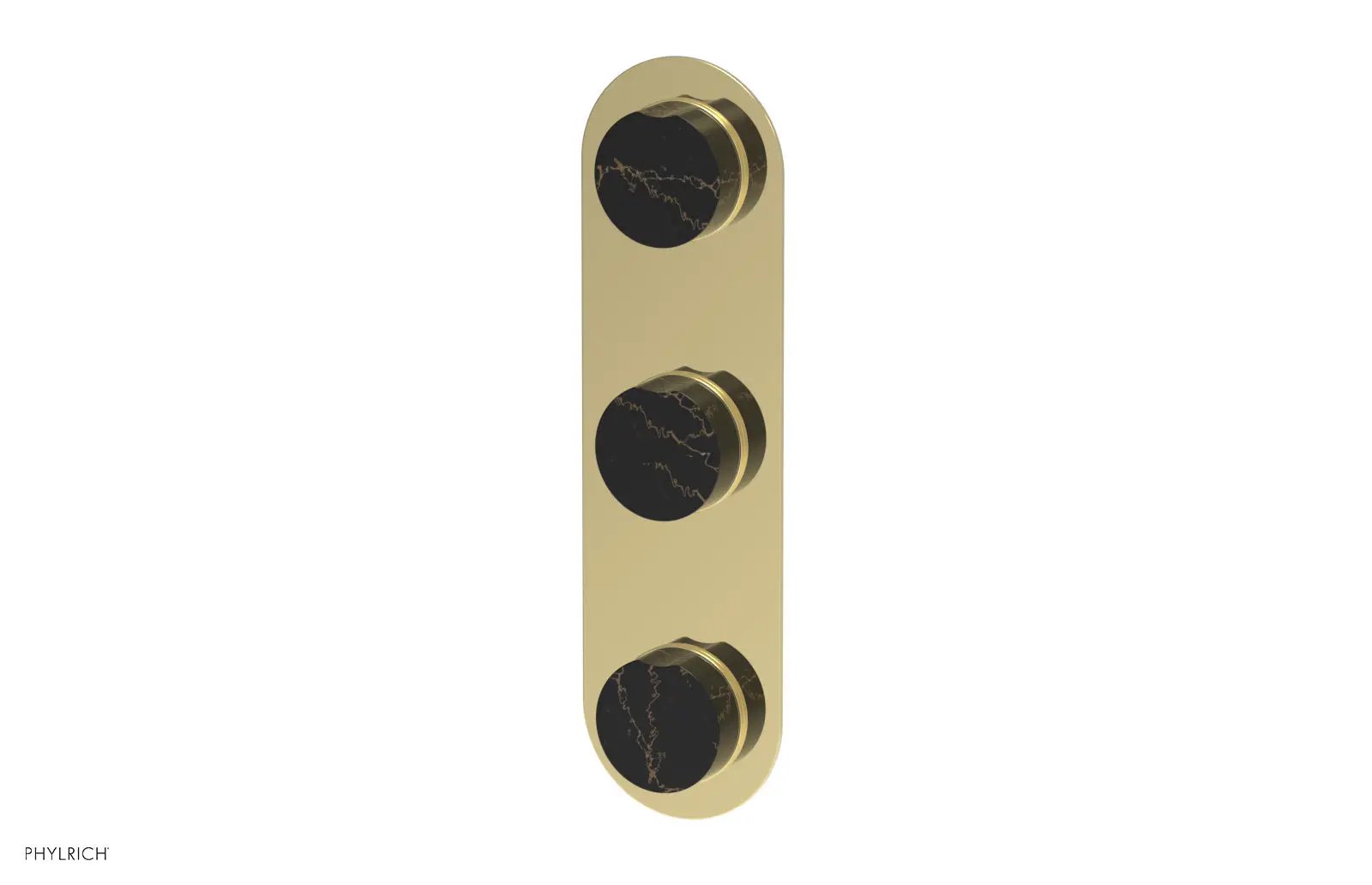 Phylrich CIRC Thermostatic Valve with Two Volume Control - Black Marble Handles by Phylrich