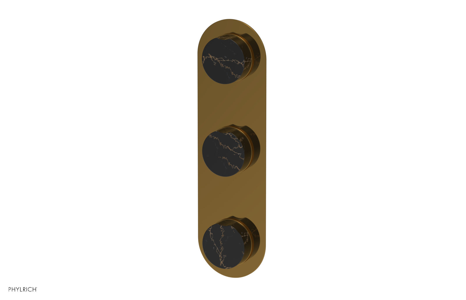 Phylrich CIRC Thermostatic Valve with Two Volume Control - Black Marble Handles by Phylrich
