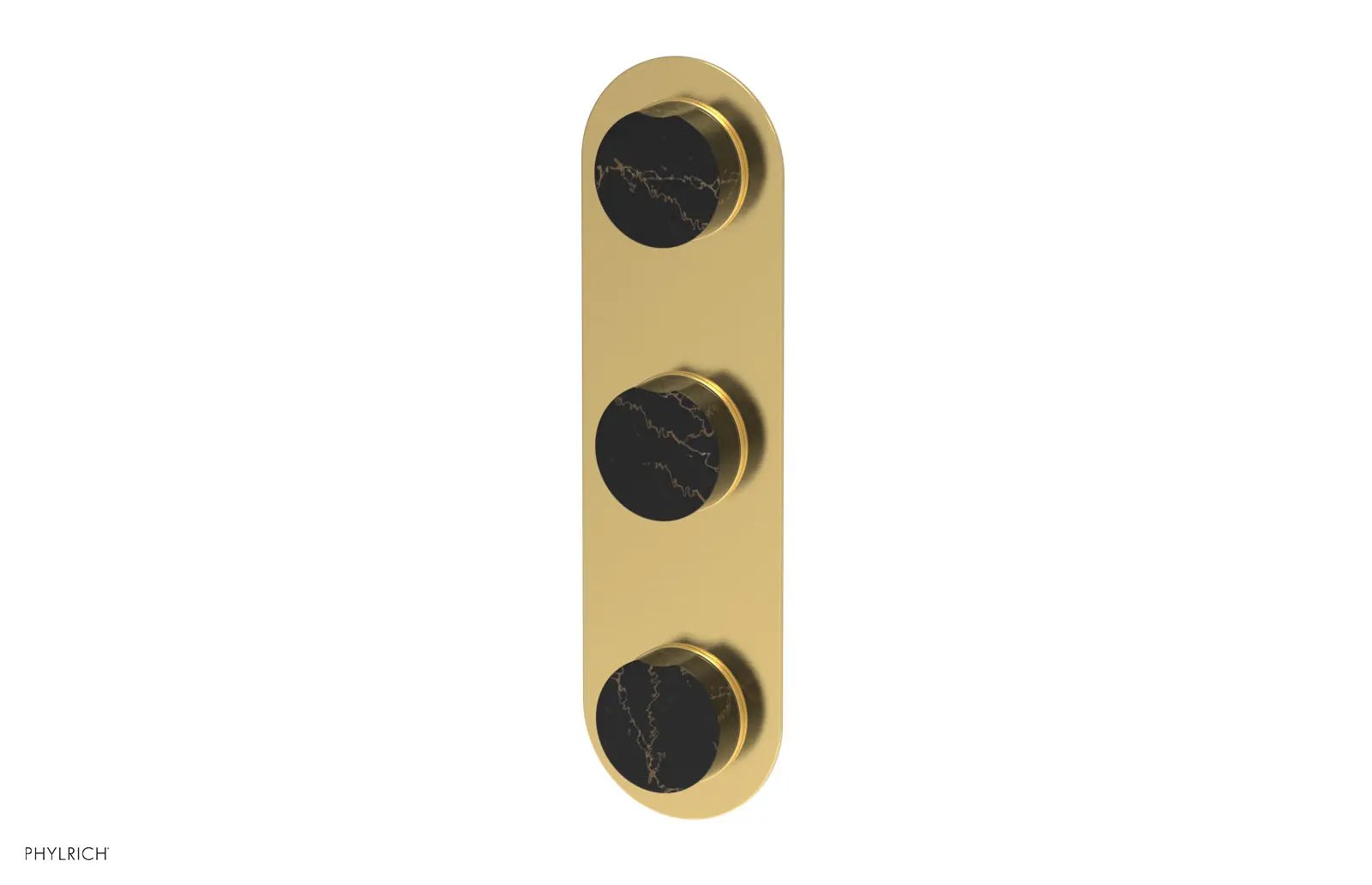 Phylrich CIRC Thermostatic Valve with Two Volume Control - Black Marble Handles by Phylrich