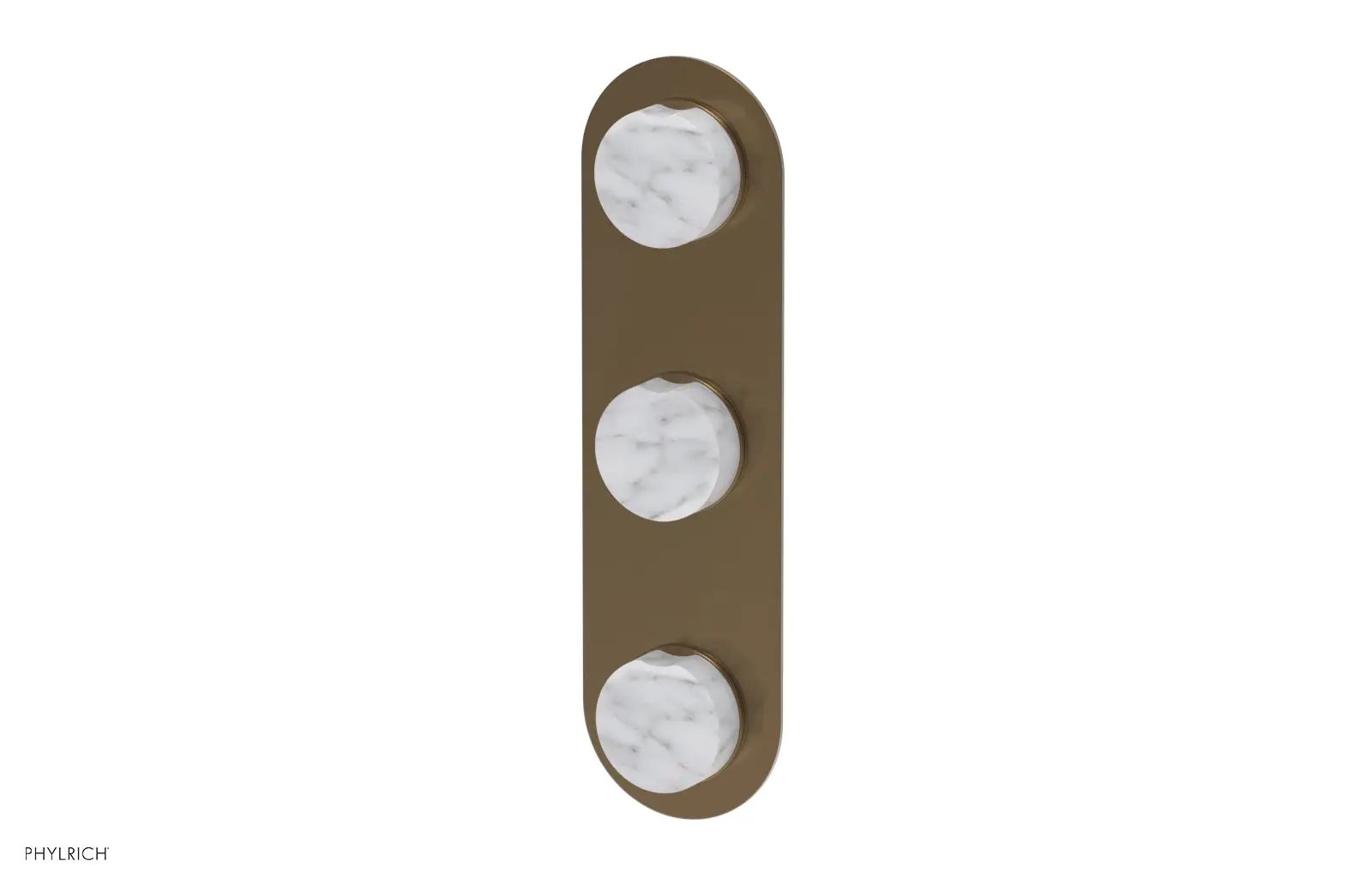 Phylrich CIRC Thermostatic Valve with Two Volume Control - White Marble Handles by Phylrich