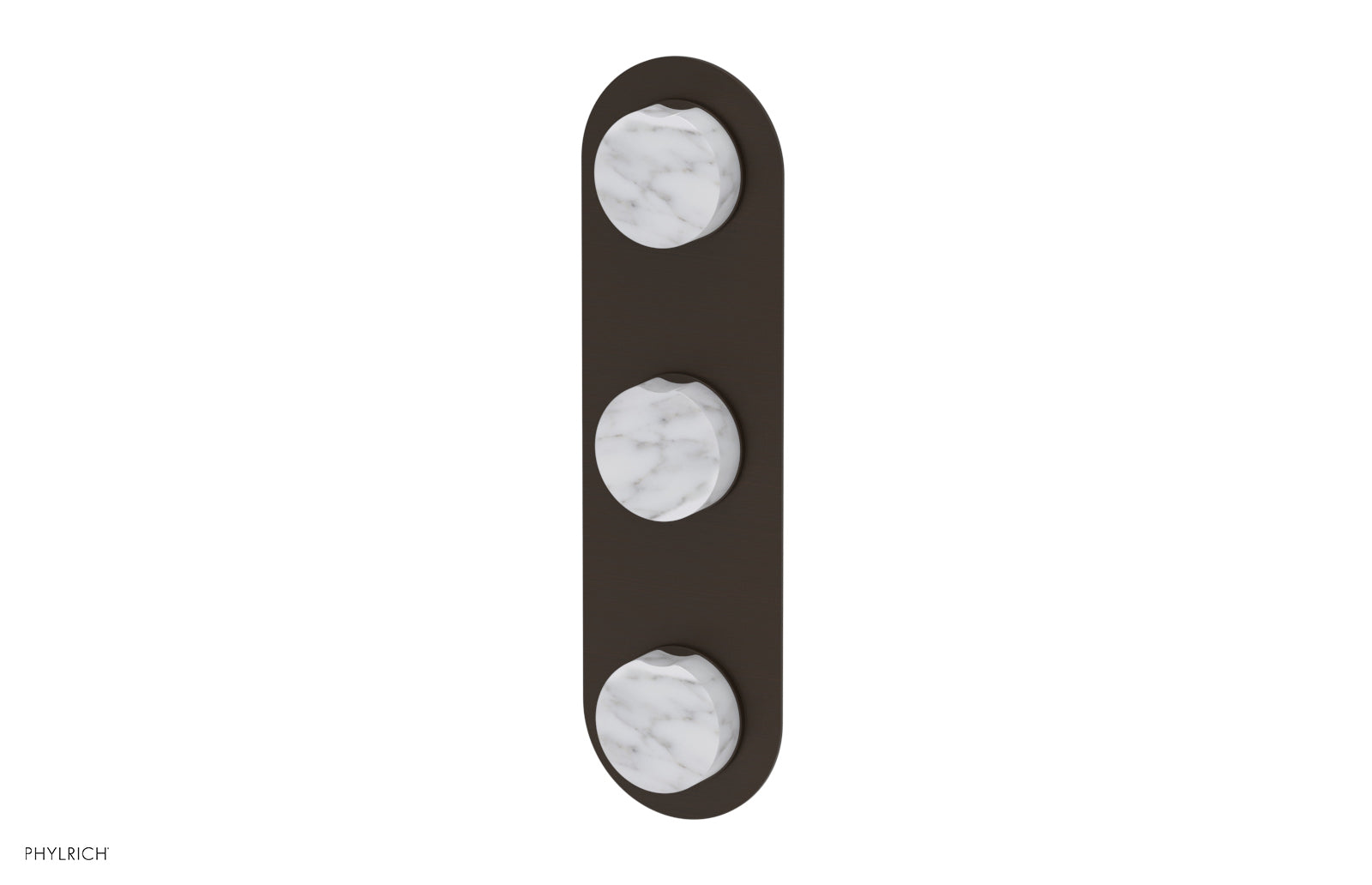 Phylrich CIRC Thermostatic Valve with Two Volume Control - White Marble Handles by Phylrich