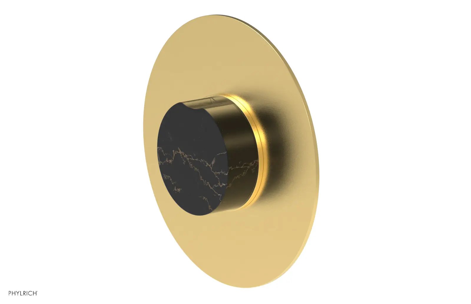 Phylrich CIRC Pressure Balance Shower Plate & Black Marble Handle Trim by Phylrich
