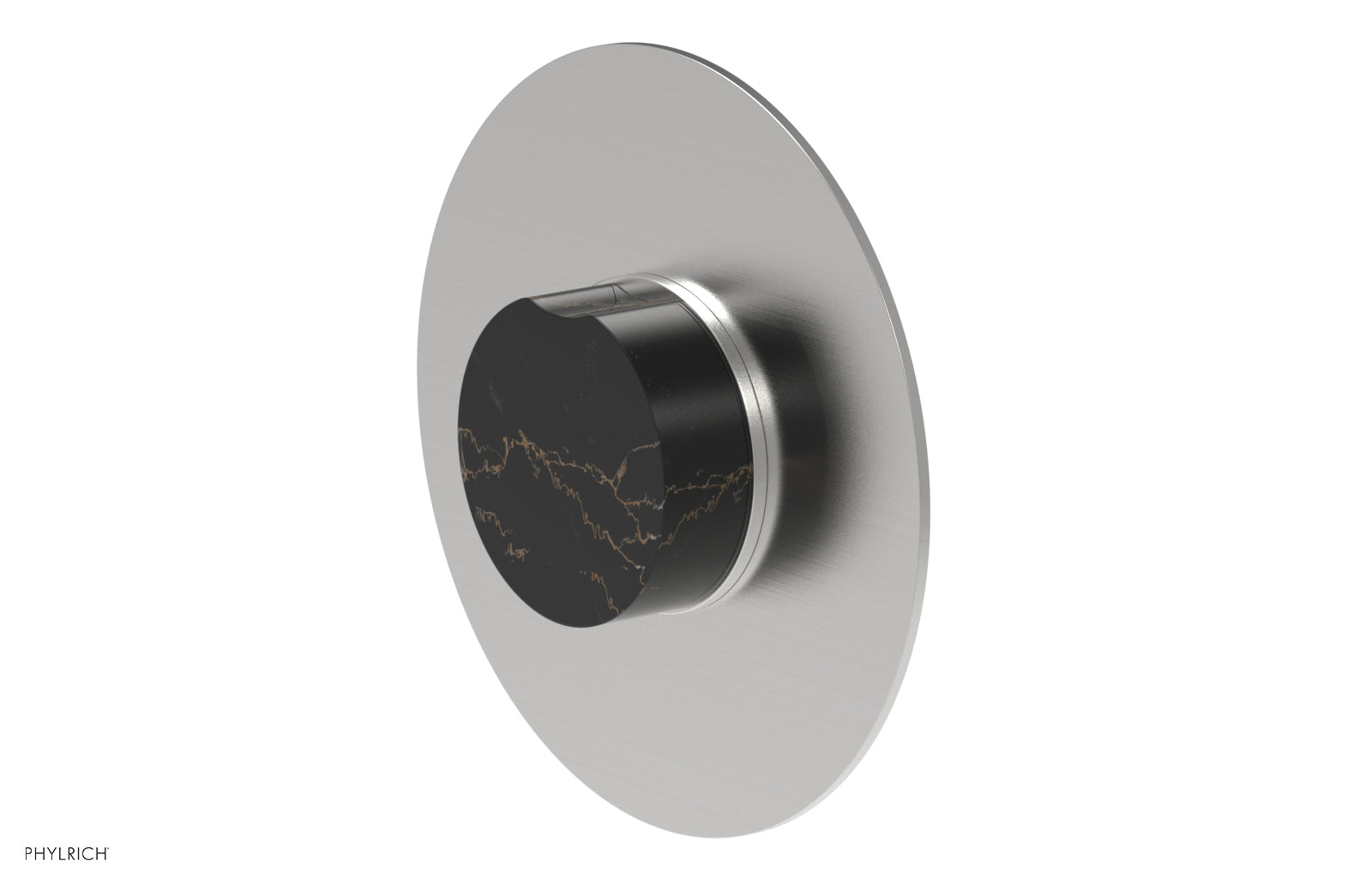 Phylrich CIRC Pressure Balance Shower Plate & Black Marble Handle Trim