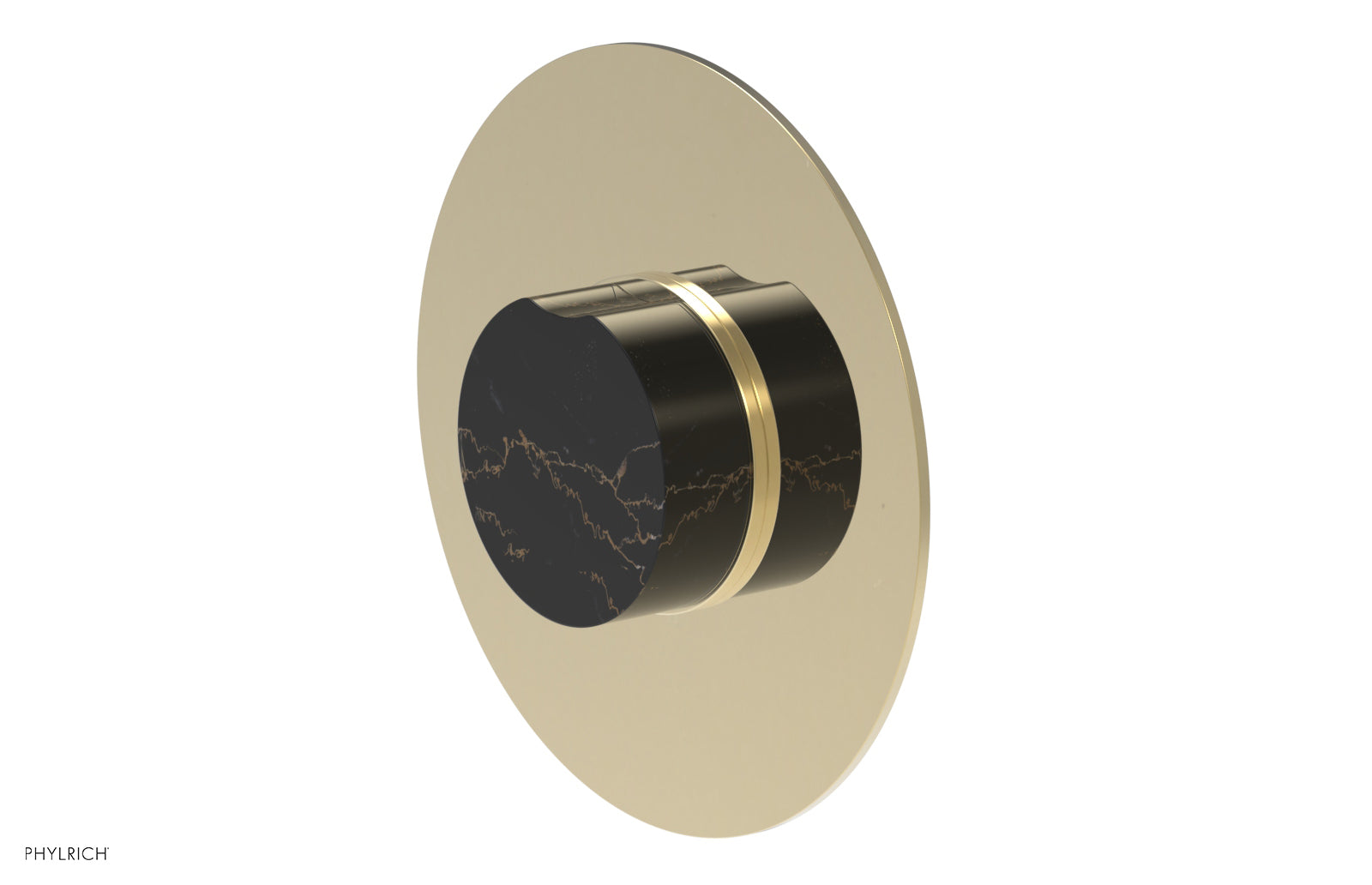 Phylrich CIRC Pressure Balance Shower Plate & Black Marble Handle Trim