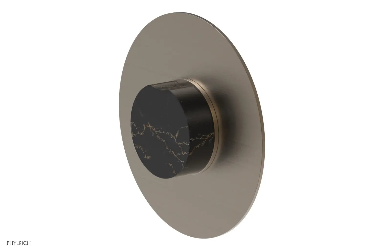 Phylrich CIRC Pressure Balance Shower Plate & Black Marble Handle Trim by Phylrich