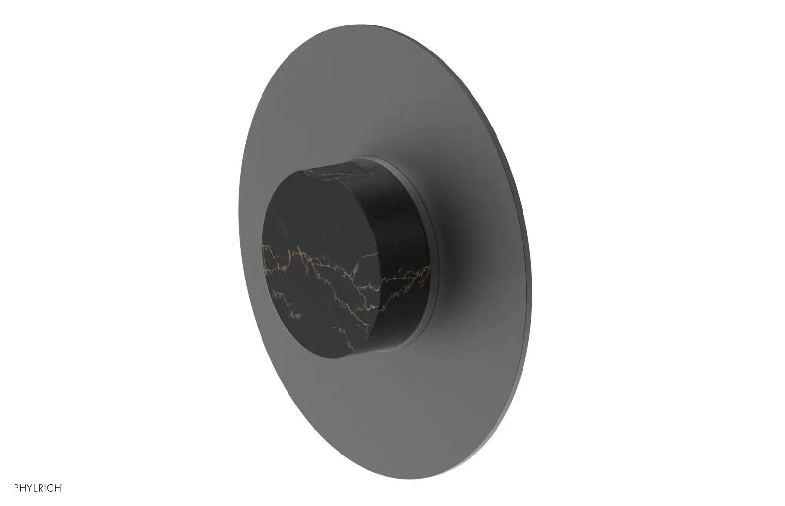 Phylrich CIRC Pressure Balance Shower Plate & Black Marble Handle Trim by Phylrich