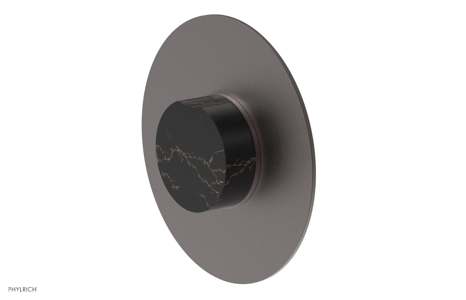 Phylrich CIRC Pressure Balance Shower Plate & Black Marble Handle Trim