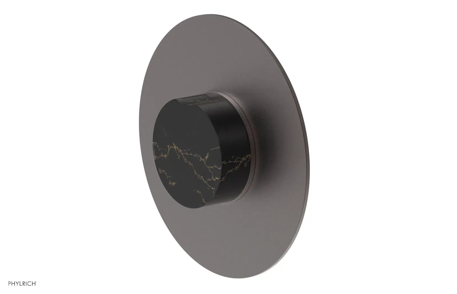 Phylrich CIRC Pressure Balance Shower Plate & Black Marble Handle Trim by Phylrich