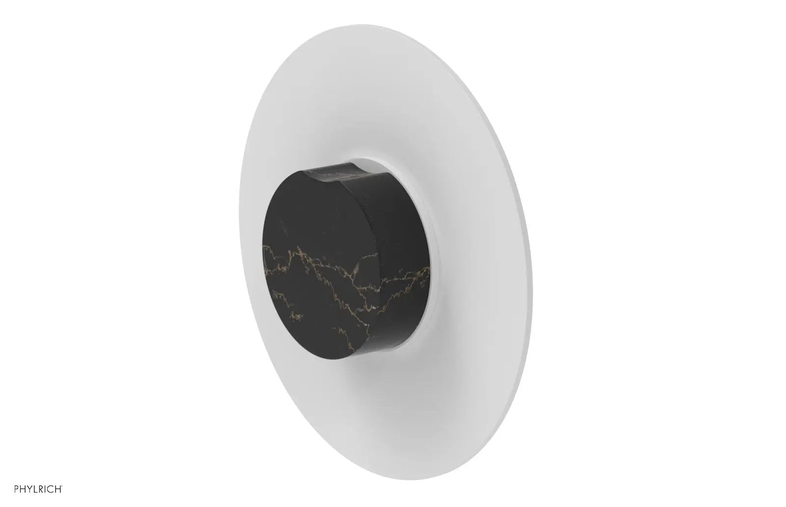 Phylrich CIRC Pressure Balance Shower Plate & Black Marble Handle Trim by Phylrich