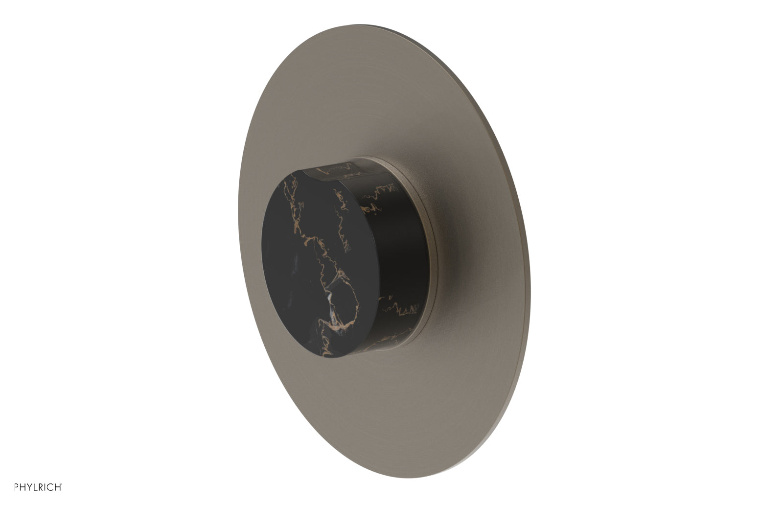 Phylrich CIRC Pressure Balance Shower Plate & Black Marble Handle Trim