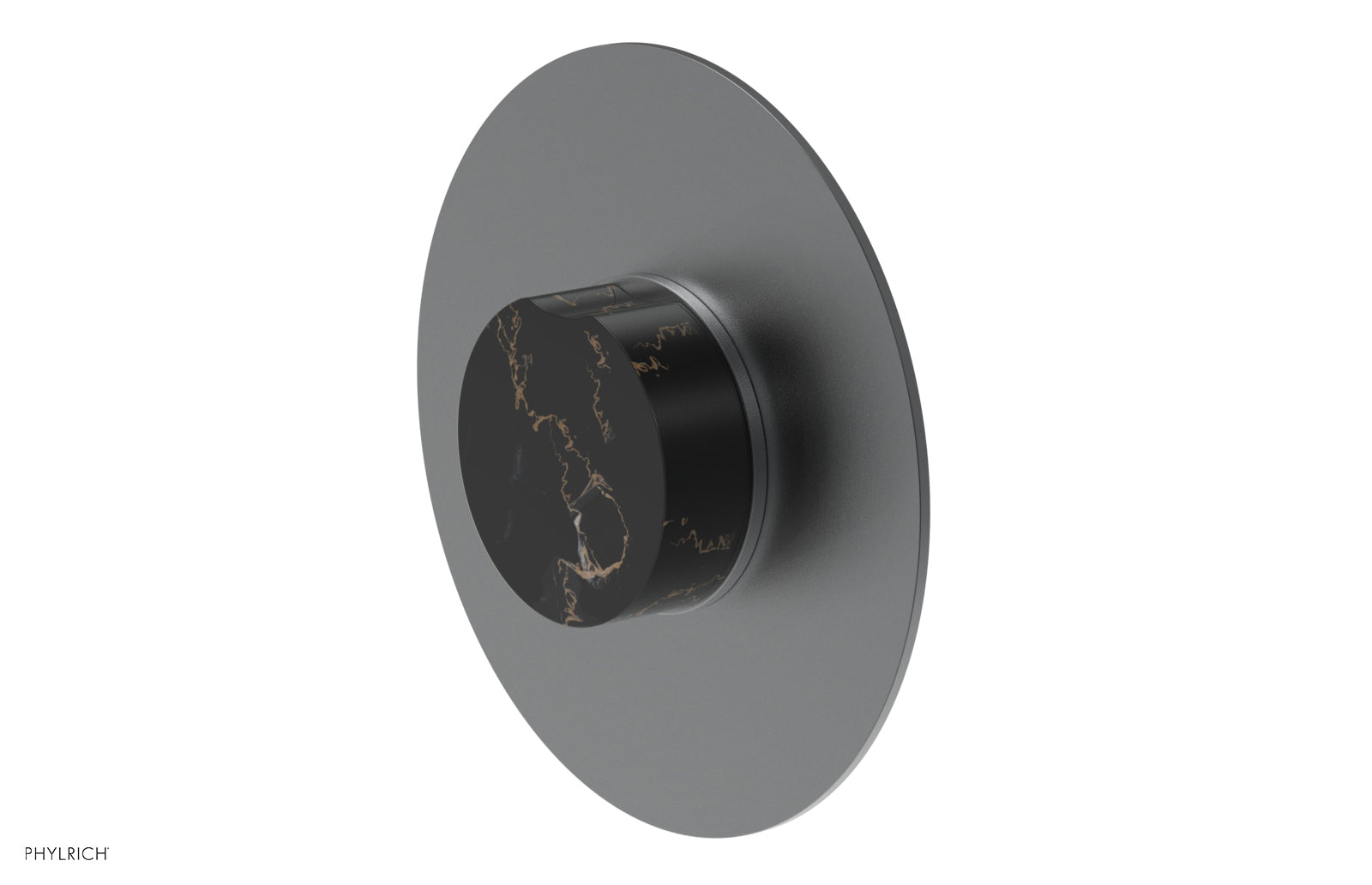 Phylrich CIRC Pressure Balance Shower Plate & Black Marble Handle Trim