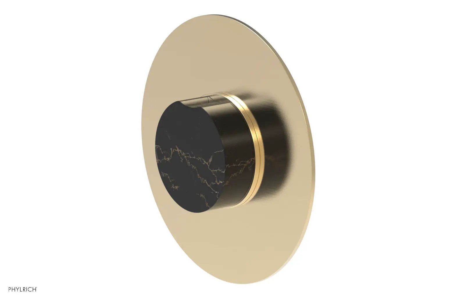 Phylrich CIRC Pressure Balance Shower Plate & Black Marble Handle Trim by Phylrich