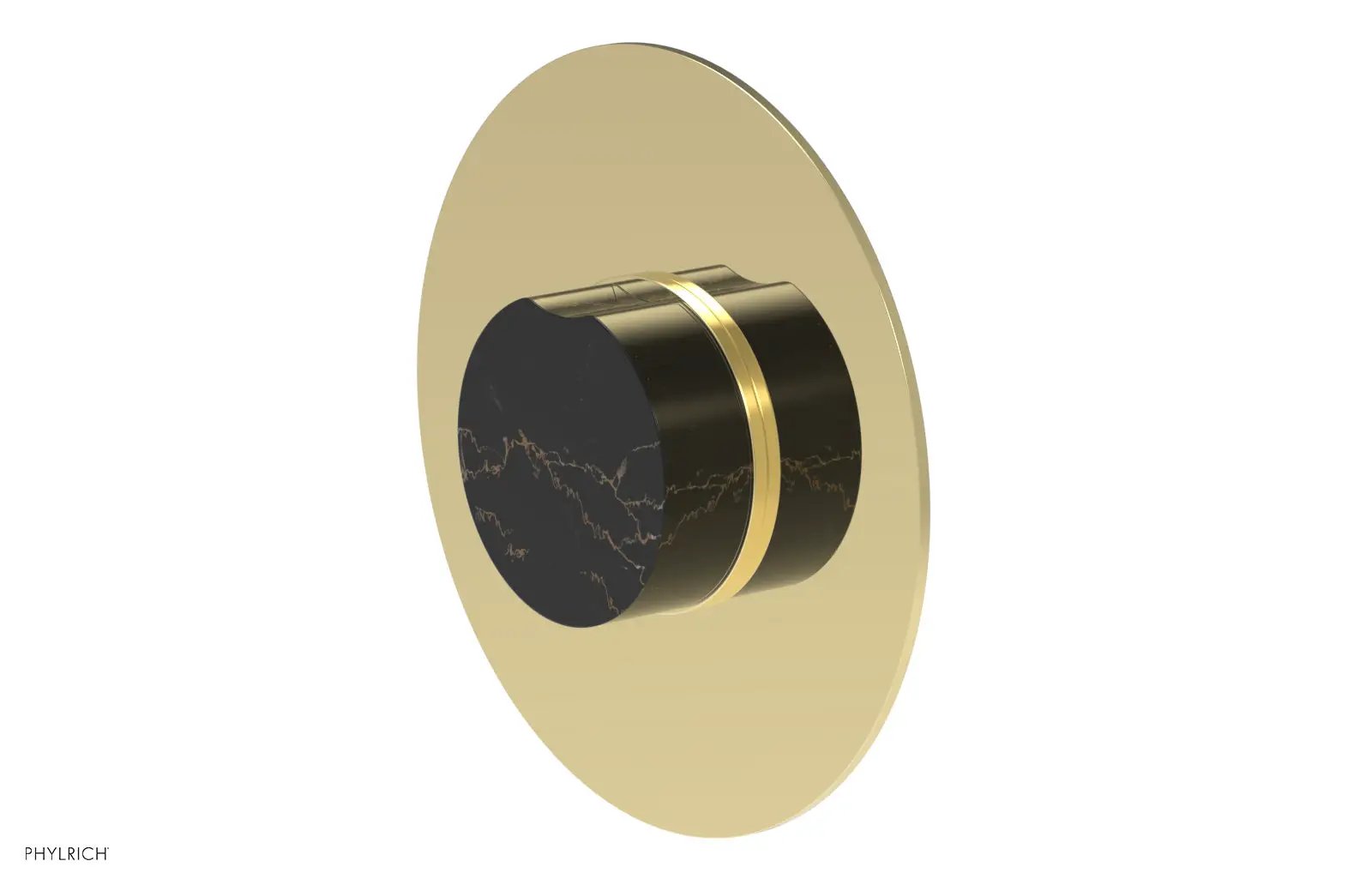Phylrich CIRC Pressure Balance Shower Plate & Black Marble Handle Trim by Phylrich
