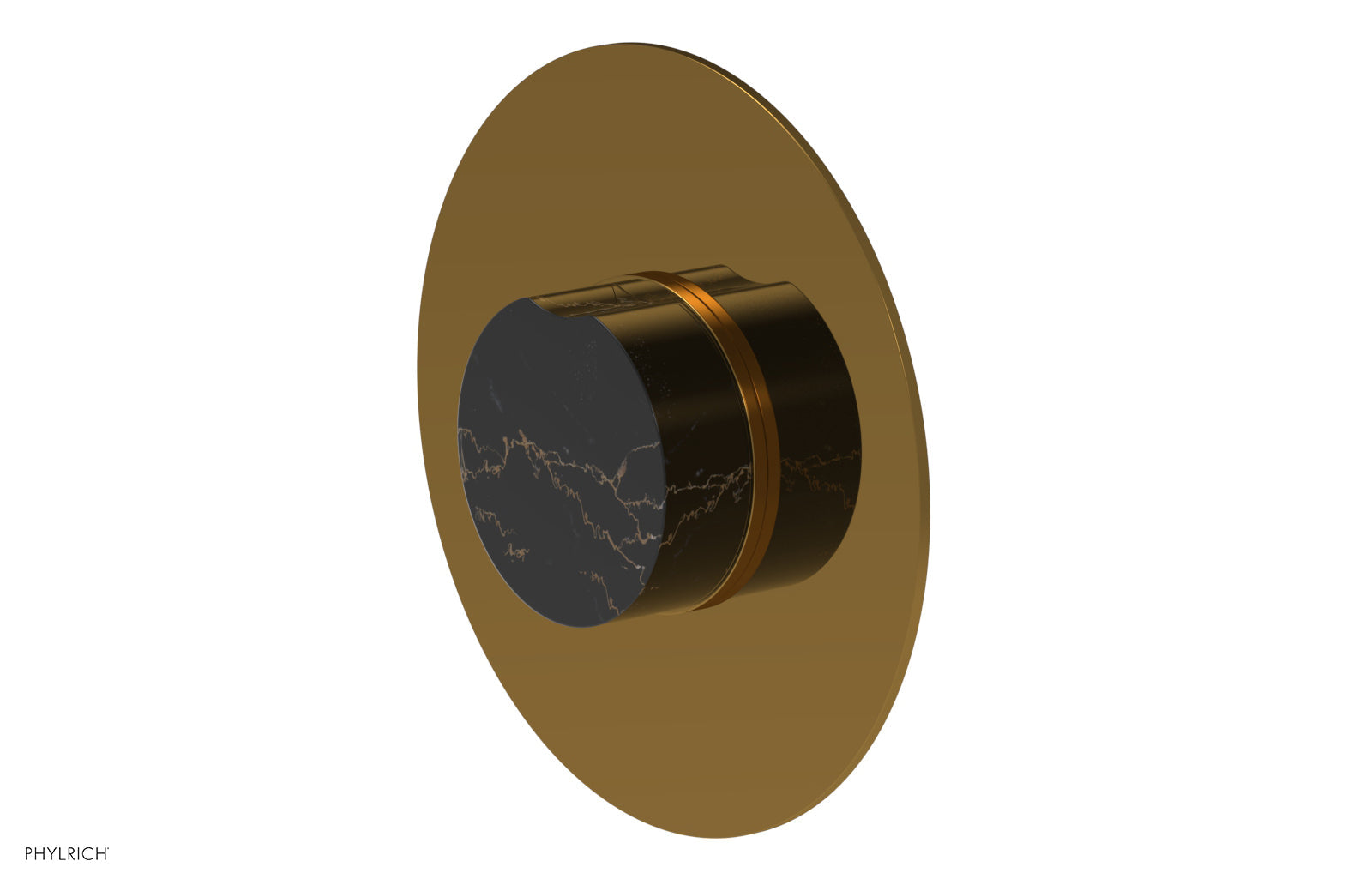 Phylrich CIRC Pressure Balance Shower Plate & Black Marble Handle Trim