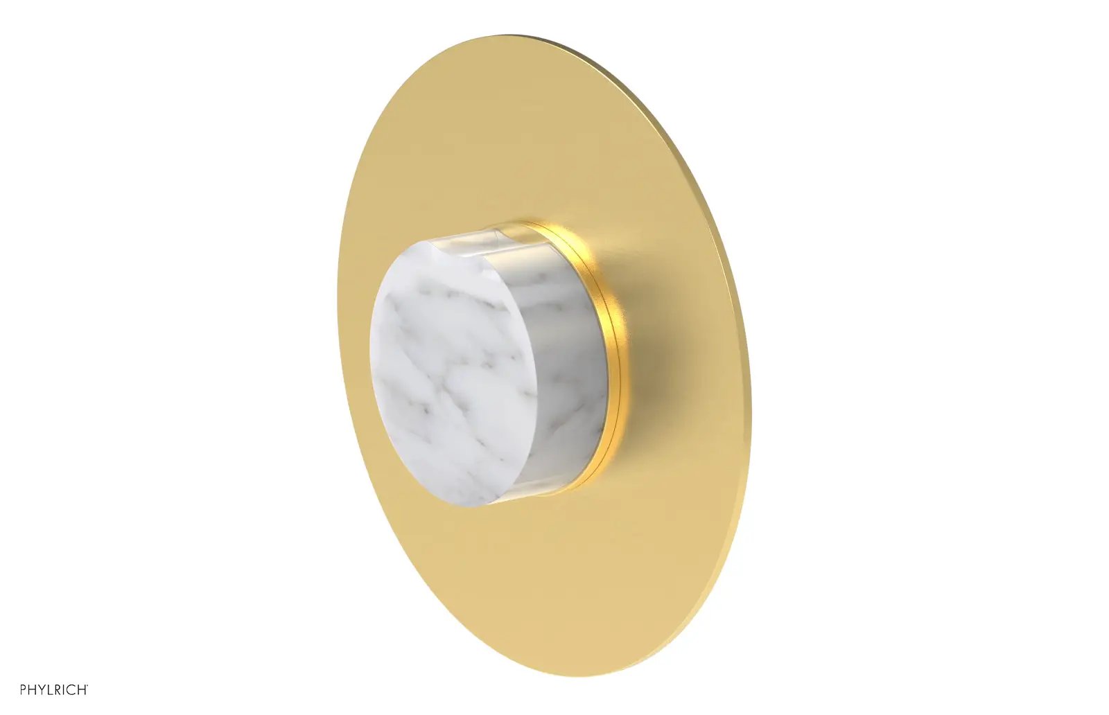 Phylrich CIRC Pressure Balance Shower Plate & White Marble Handle Trim by Phylrich