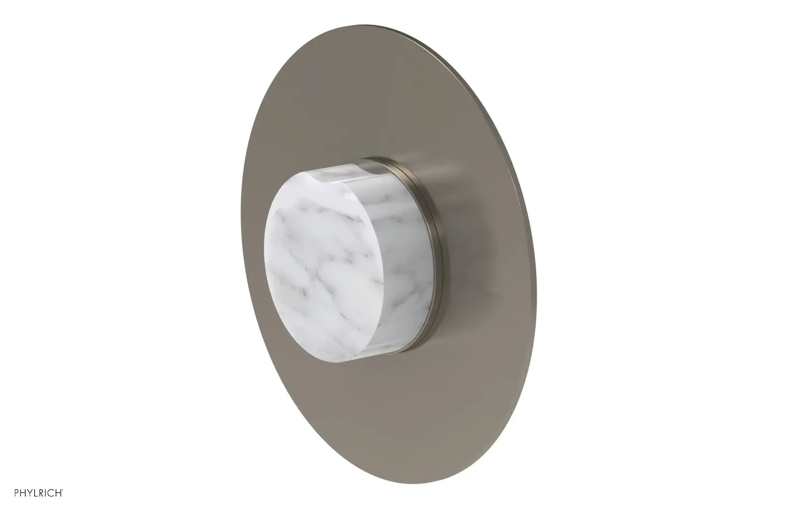 Phylrich CIRC Pressure Balance Shower Plate & White Marble Handle Trim by Phylrich