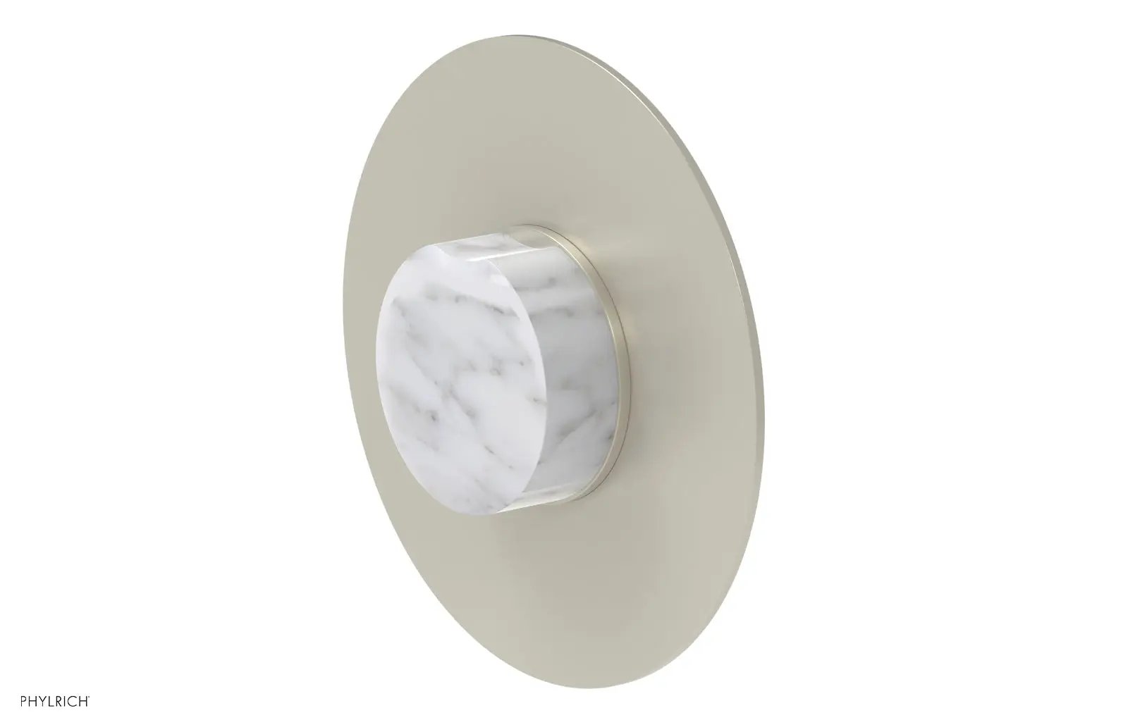 Phylrich CIRC Pressure Balance Shower Plate & White Marble Handle Trim by Phylrich