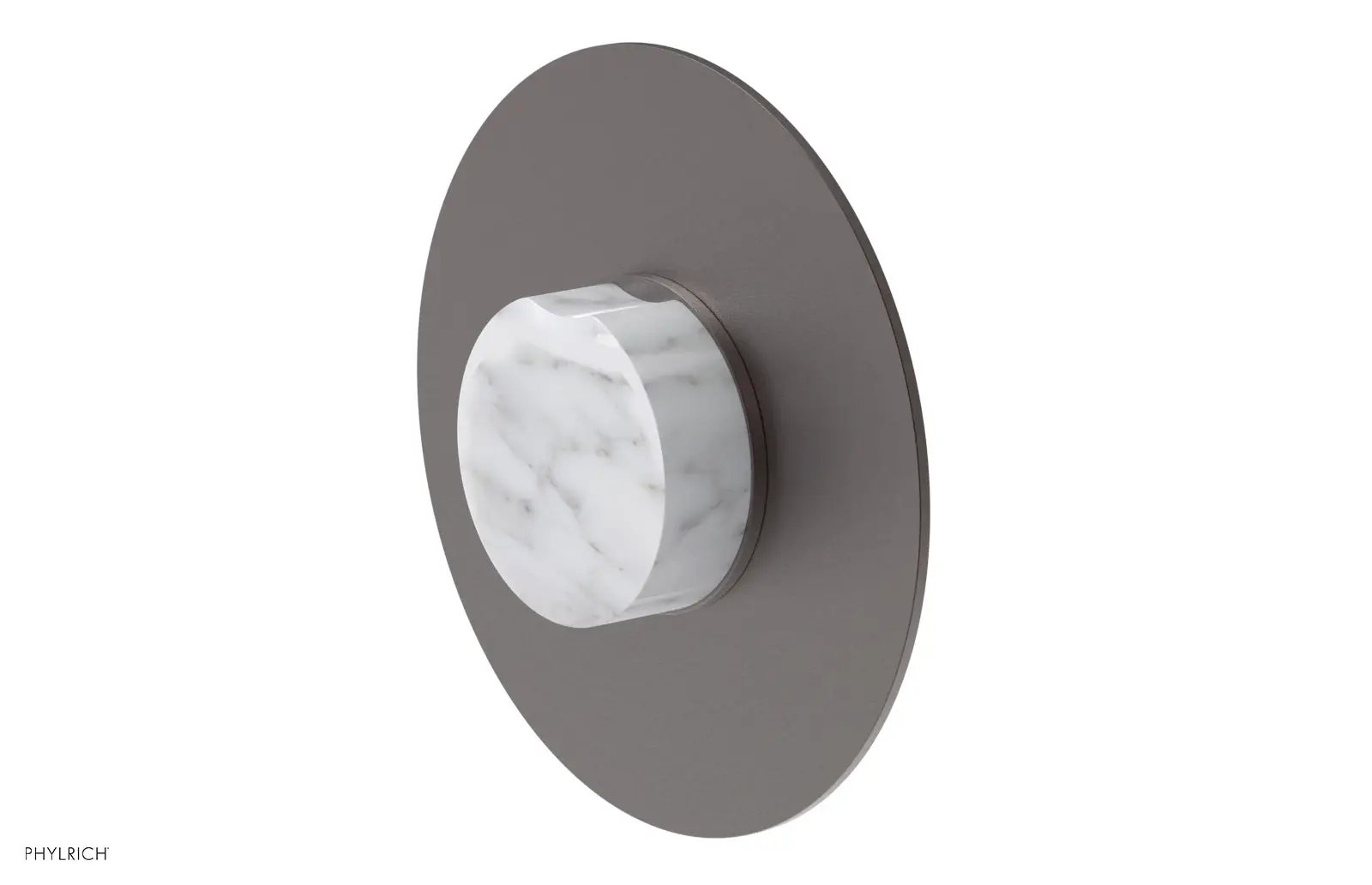Phylrich CIRC Pressure Balance Shower Plate & White Marble Handle Trim by Phylrich